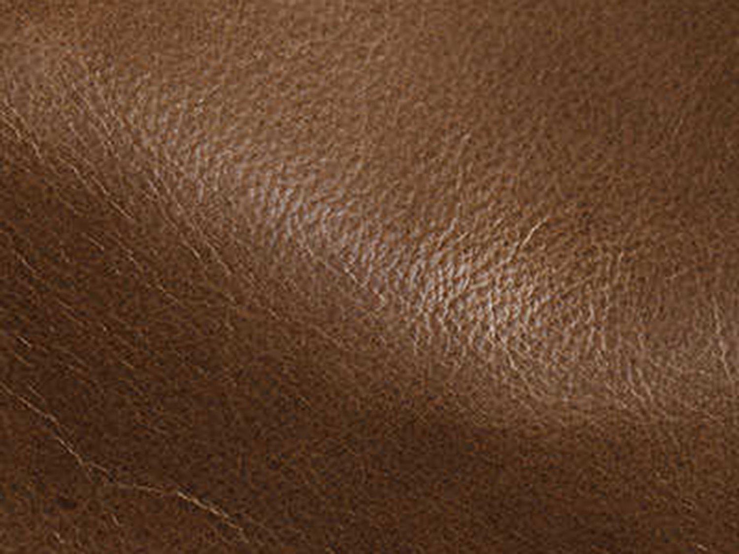 Hickory White Patron Driftwood Brown Leather Cocktail Ottoman