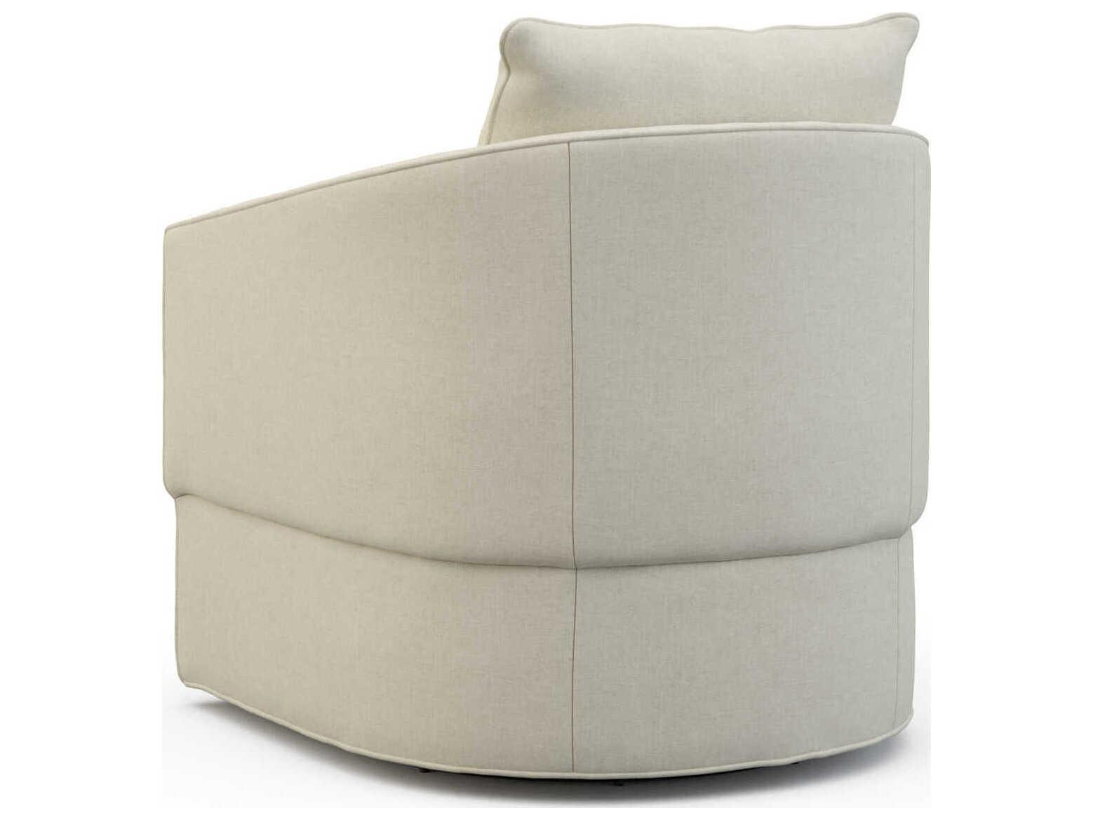 Hickory White Custom Elements Upholstery Swivel Cream Fabric Accent Chair