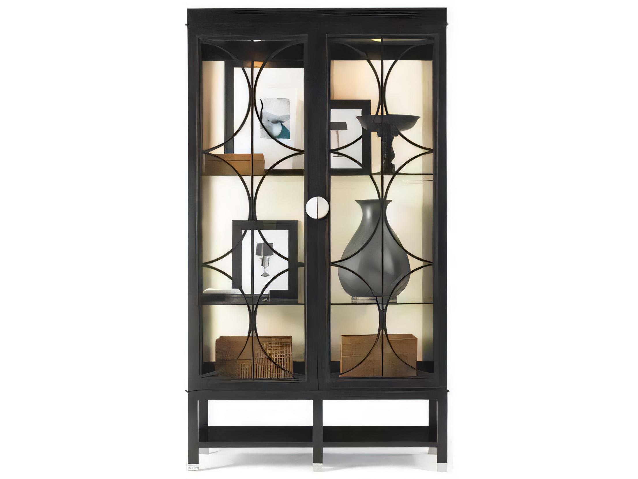 Hickory White Skyloft Maple Wood Walnut Display Cabinet