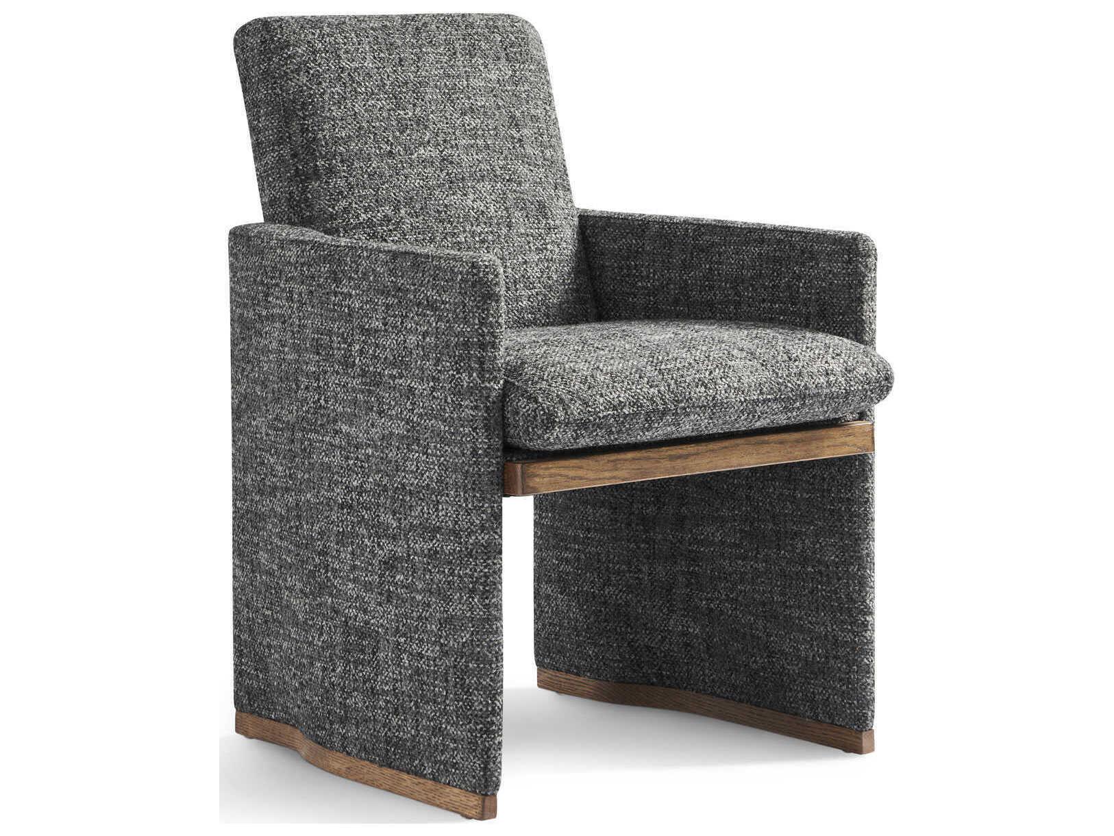 Hickory White Revival 81 Gray Upholstered Tally Arm Dining Chair