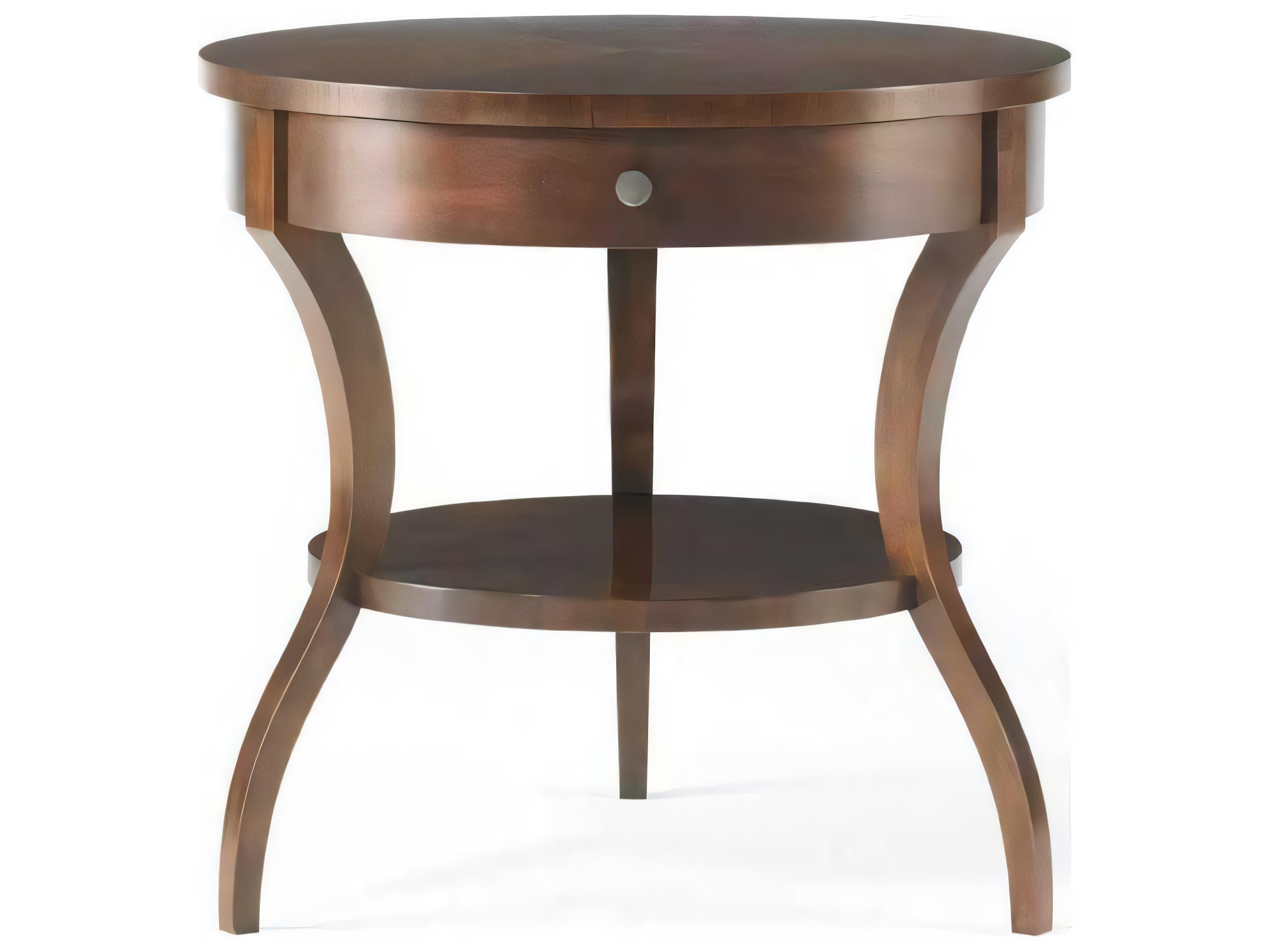 Hickory White Skyloft Round Wood Walnut End Table