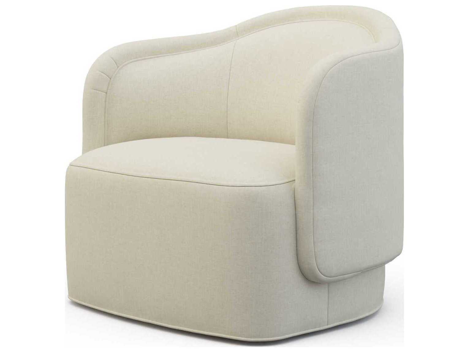 Hickory White Custom Elements Upholstery Swivel Cream Fabric Ruger Accent Chair