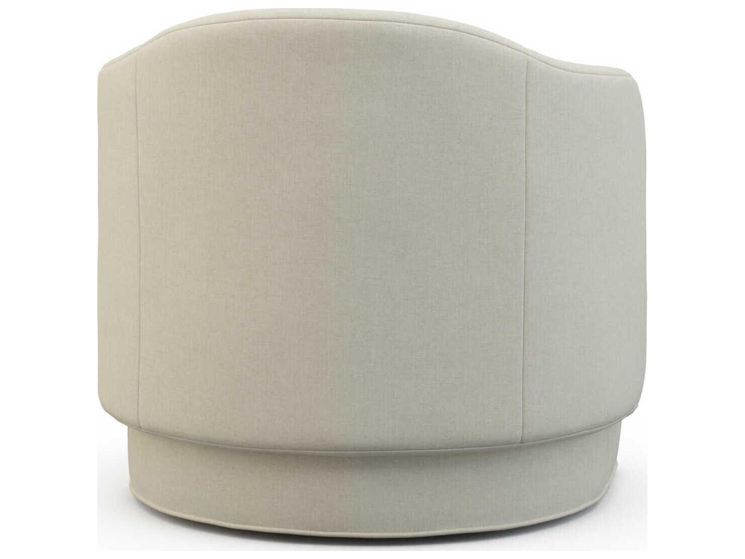 Hickory White Custom Elements Upholstery Swivel Cream Fabric Ruger Accent Chair