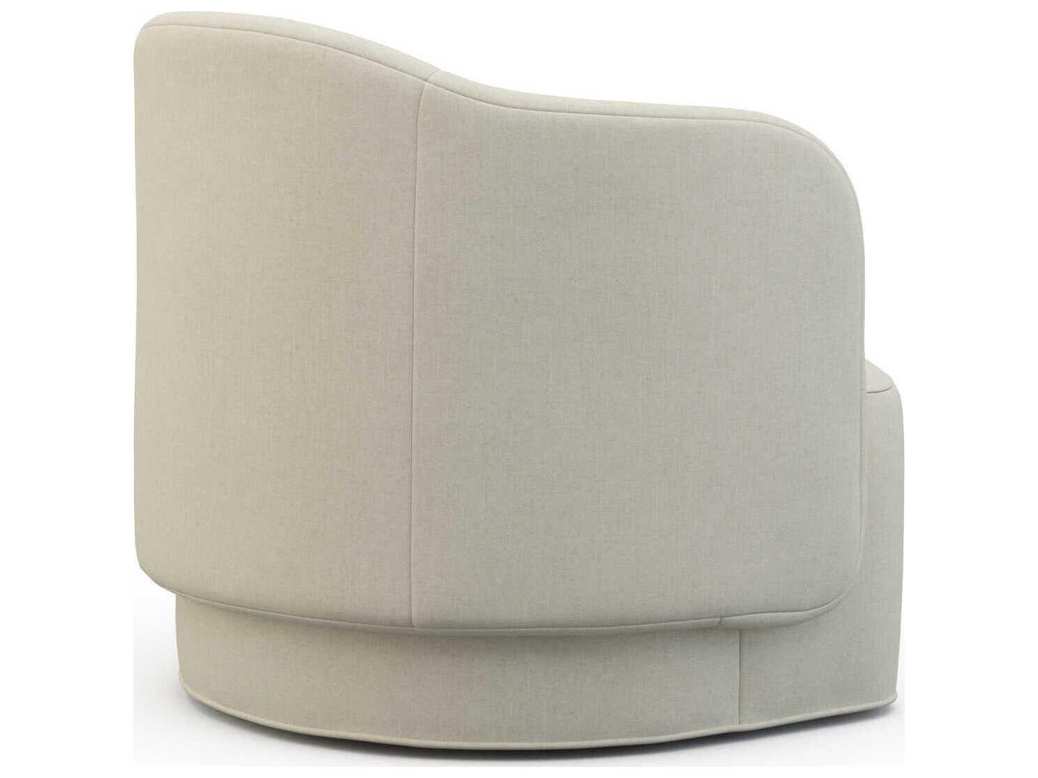 Hickory White Custom Elements Upholstery Swivel Cream Fabric Ruger Accent Chair