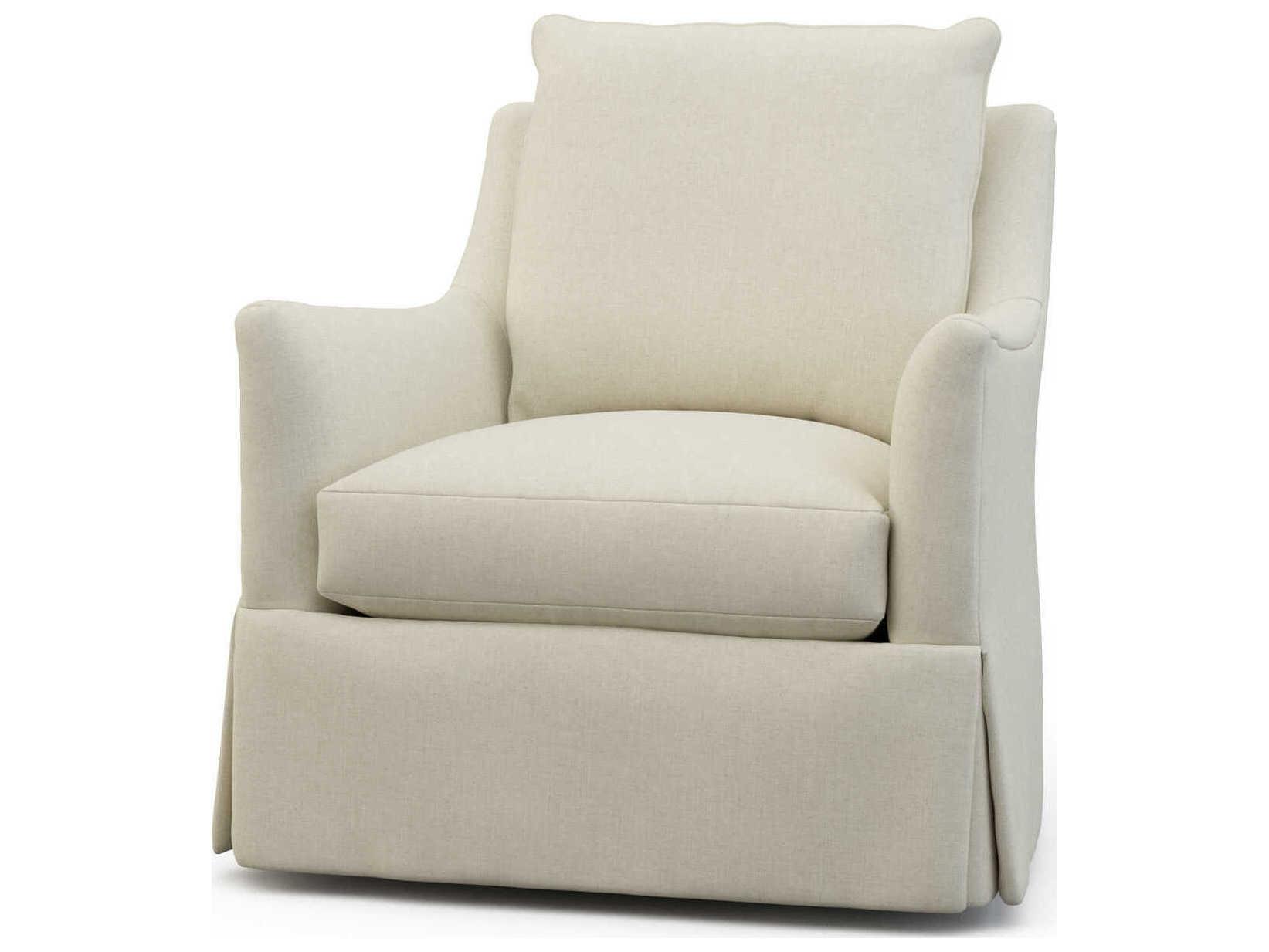 Hickory White Custom Elements Upholstery Swivel Cream Fabric Lottie Accent Chair