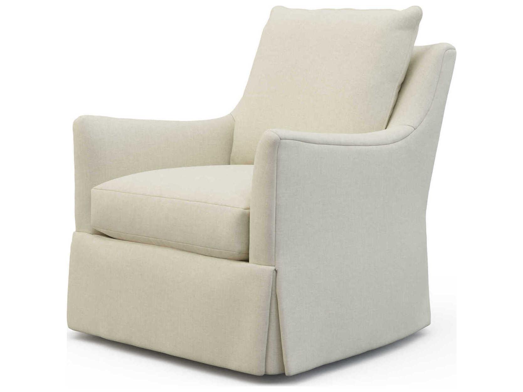 Hickory White Custom Elements Upholstery Swivel Cream Fabric Lottie Accent Chair