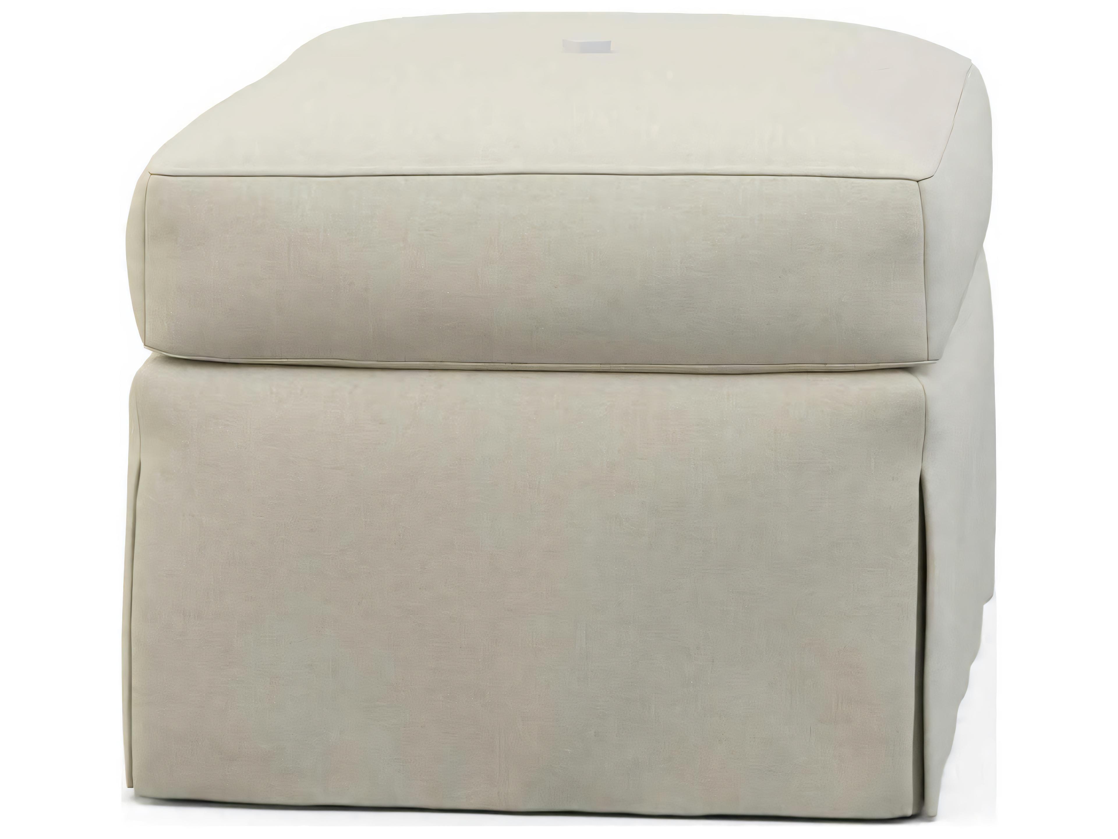 Hickory White Custom Elements Upholstery Cream Upholstered Ottoman