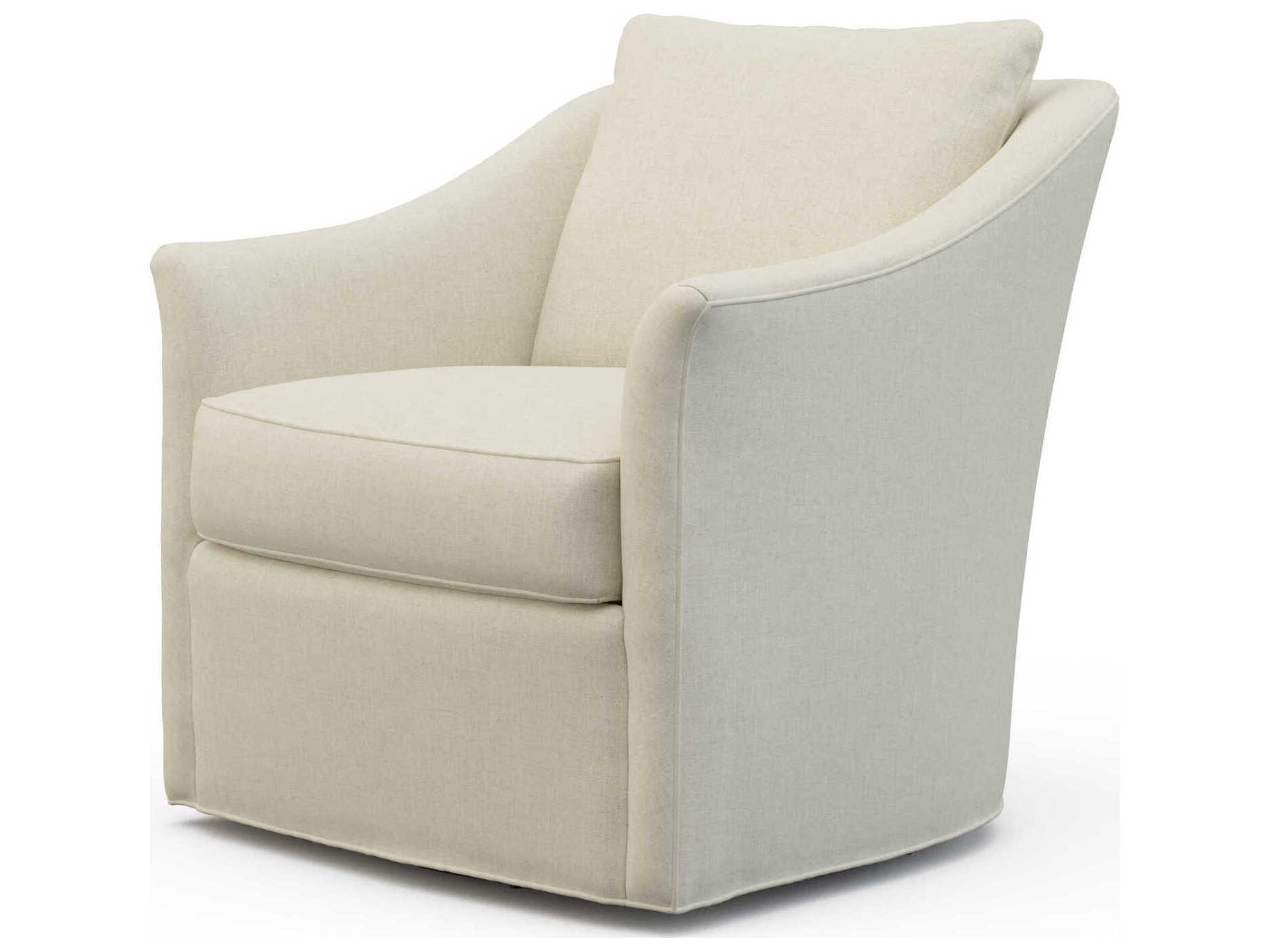 Hickory White Custom Elements Upholstery Swivel Cream Fabric Accent Chair