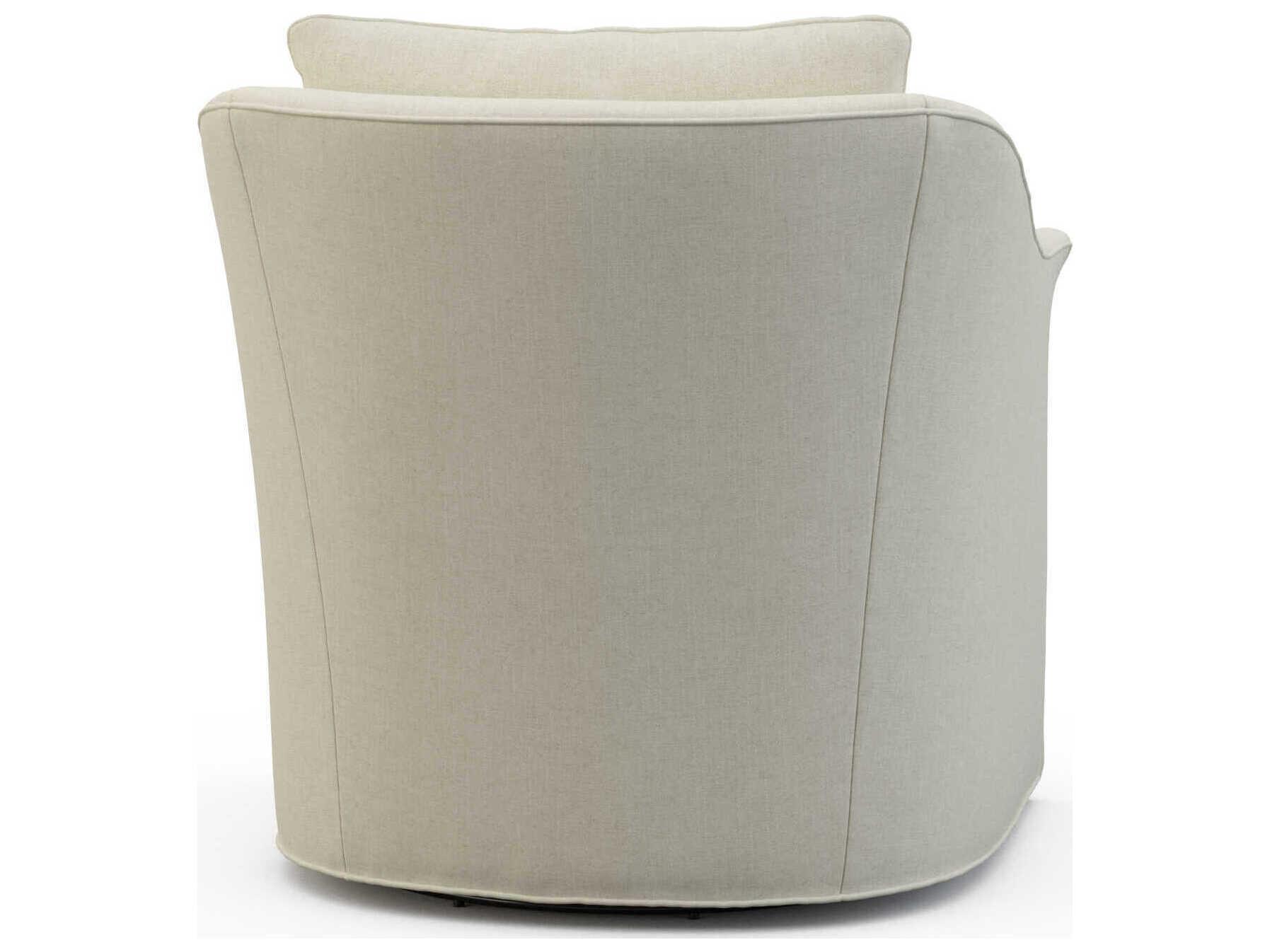 Hickory White Custom Elements Upholstery Swivel Cream Fabric Accent Chair