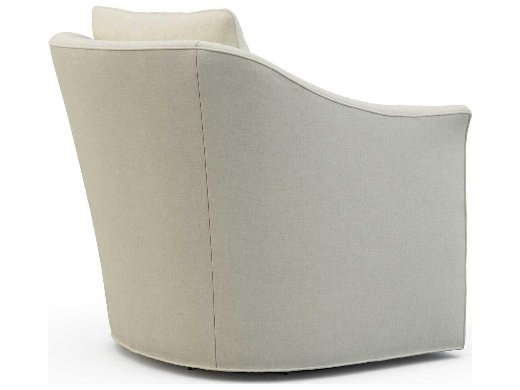 Hickory White Custom Elements Upholstery Swivel Cream Fabric Accent Chair