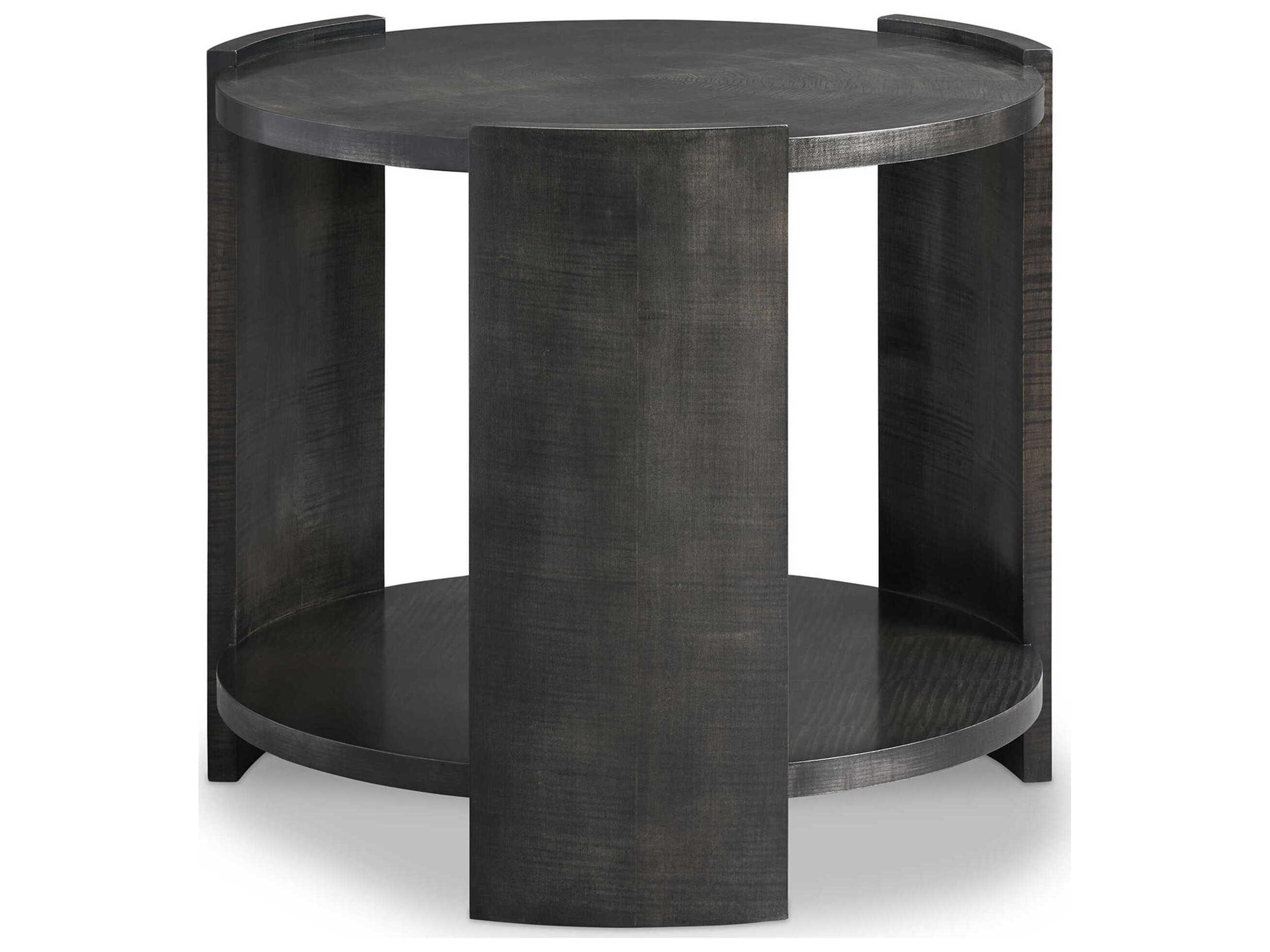 Hickory White Round Wood Belvedere End Table