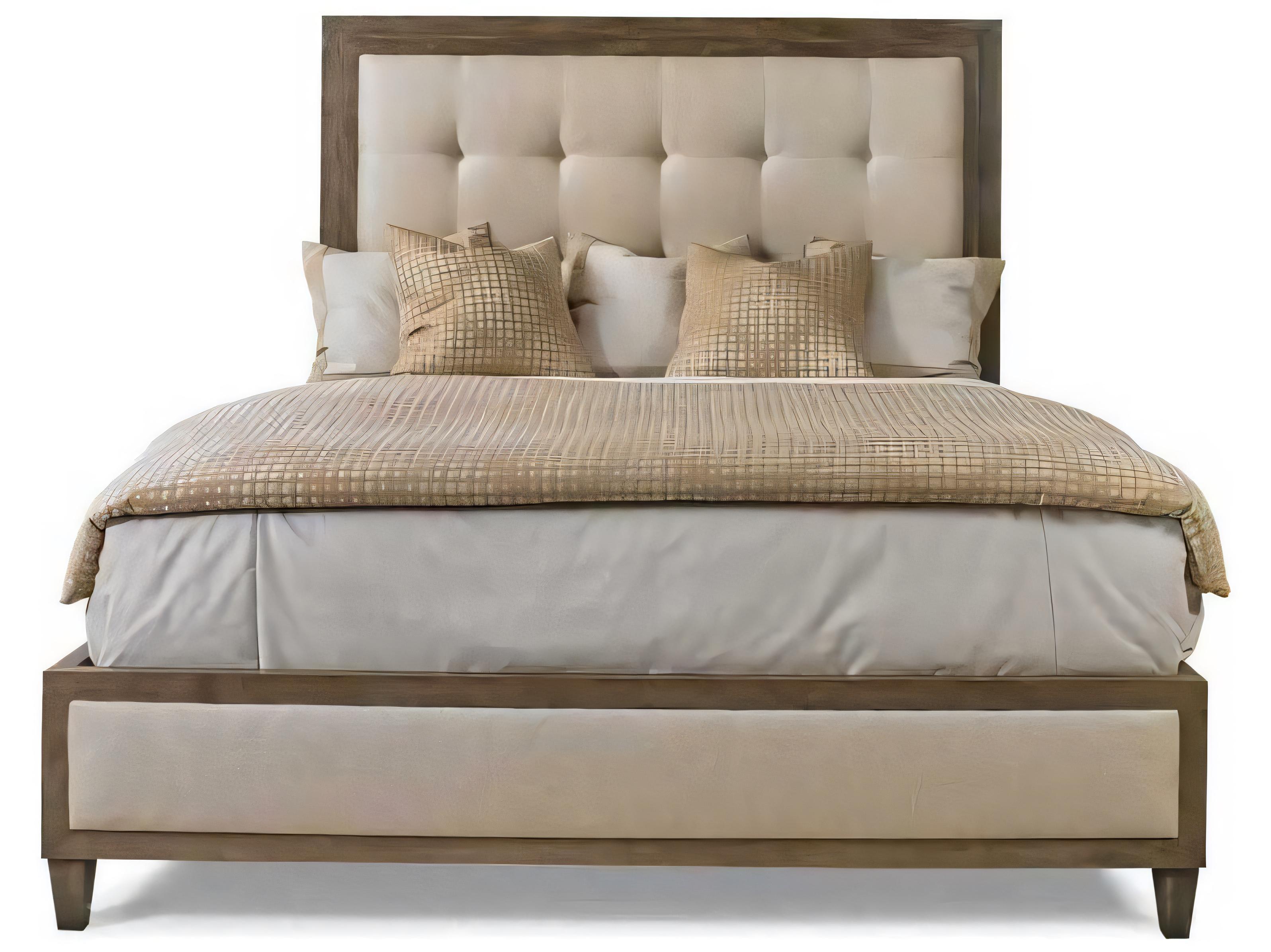 Hickory White O2 Beige Maple Wood Upholstered Lenore Platforn Bed