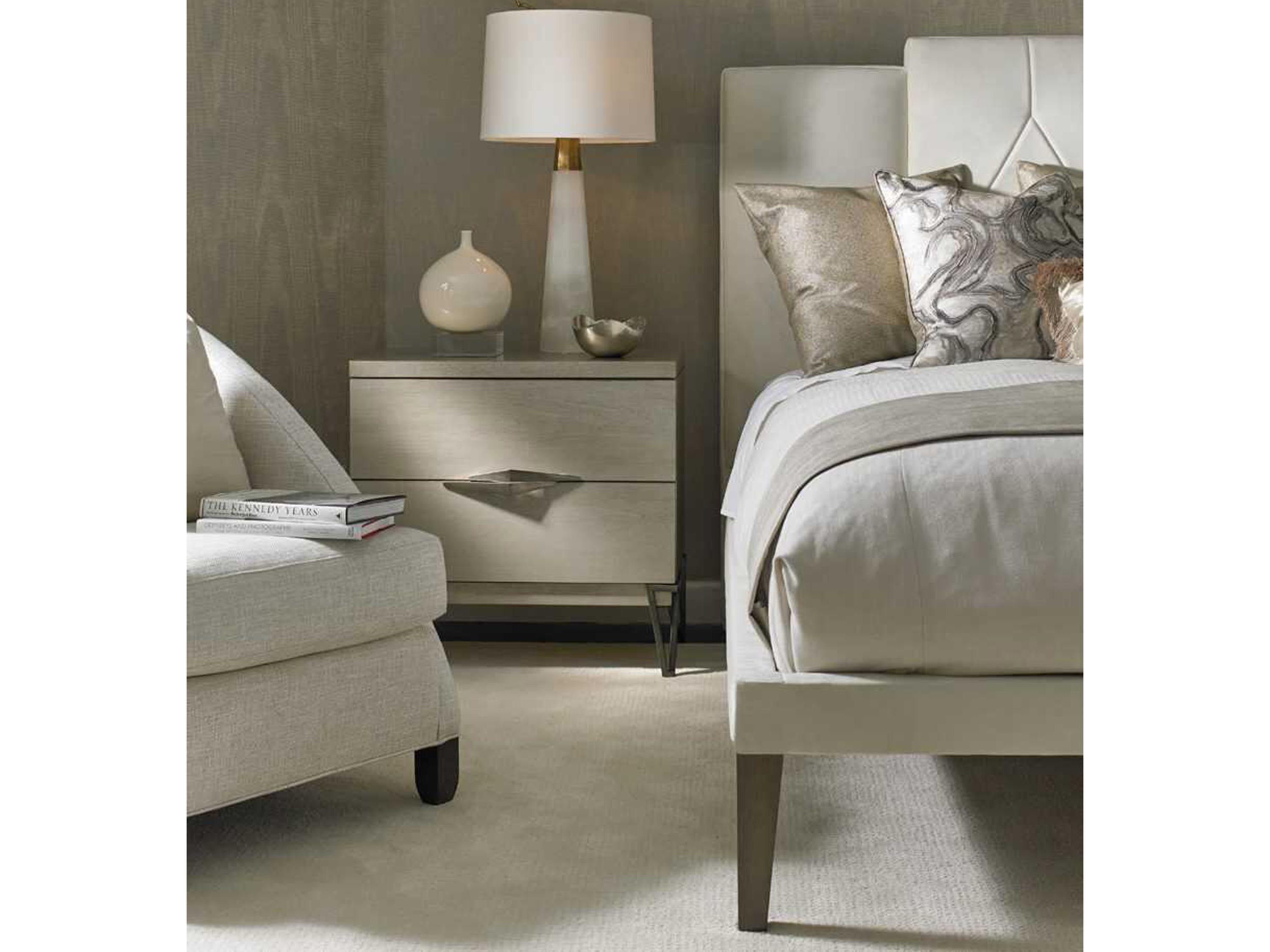 Hickory White O2 Beige Hardwood Upholstered Gregor Platform Bed