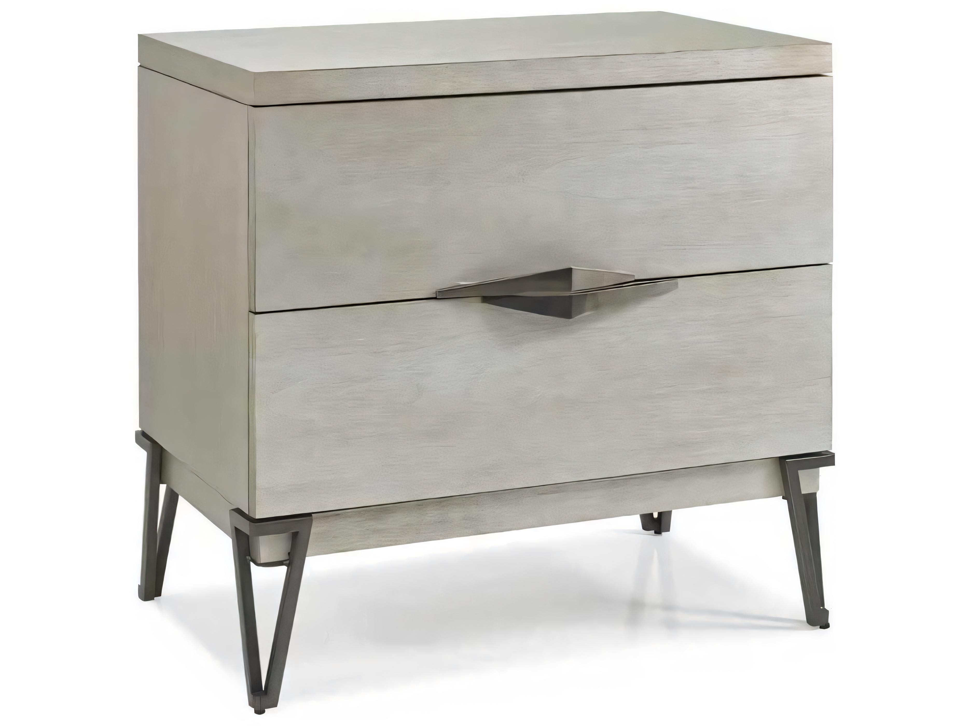 Hickory White O2 2-Drawers Gray Maple Wood Nightstand