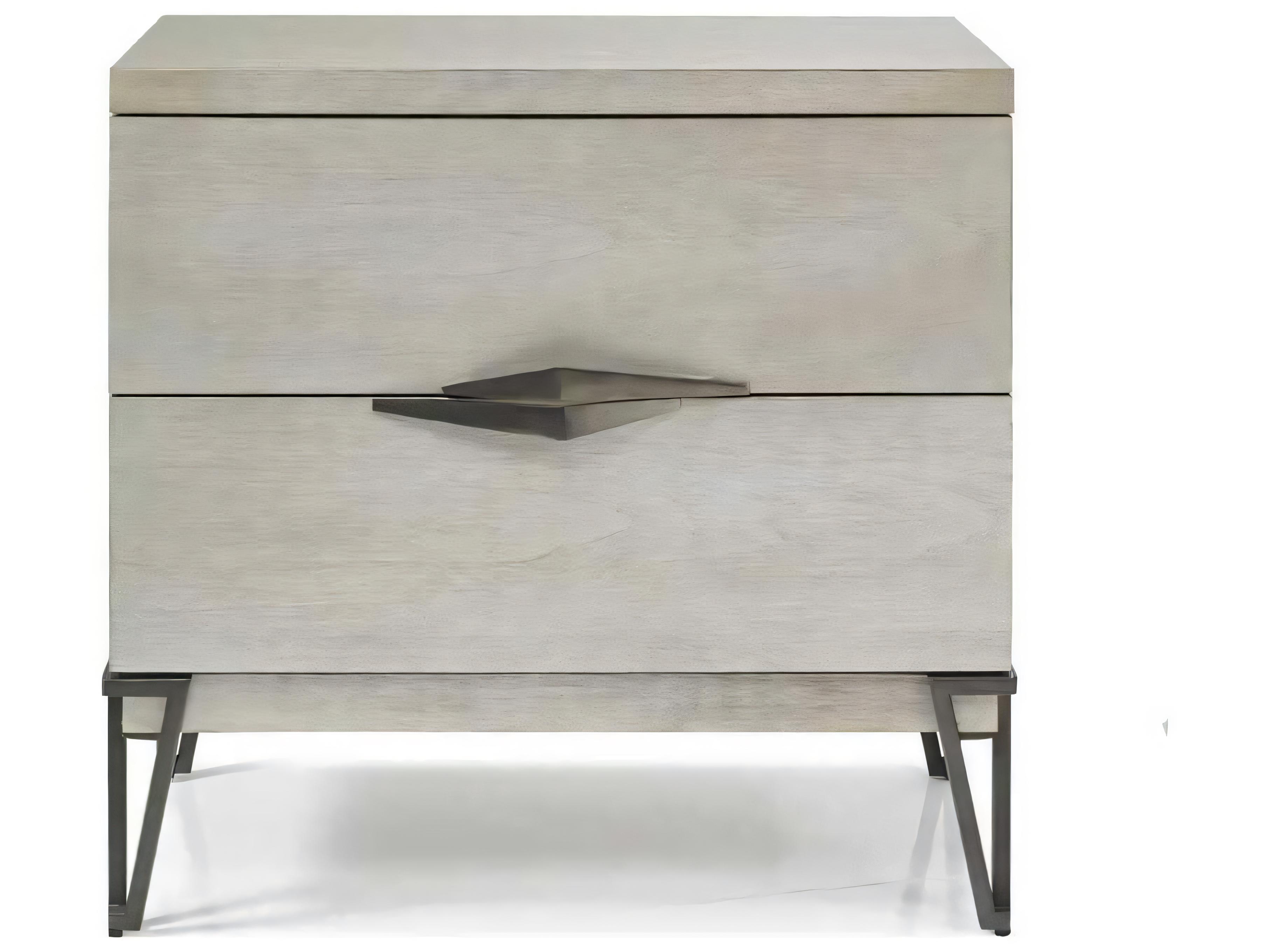 Hickory White O2 2-Drawers Gray Maple Wood Nightstand
