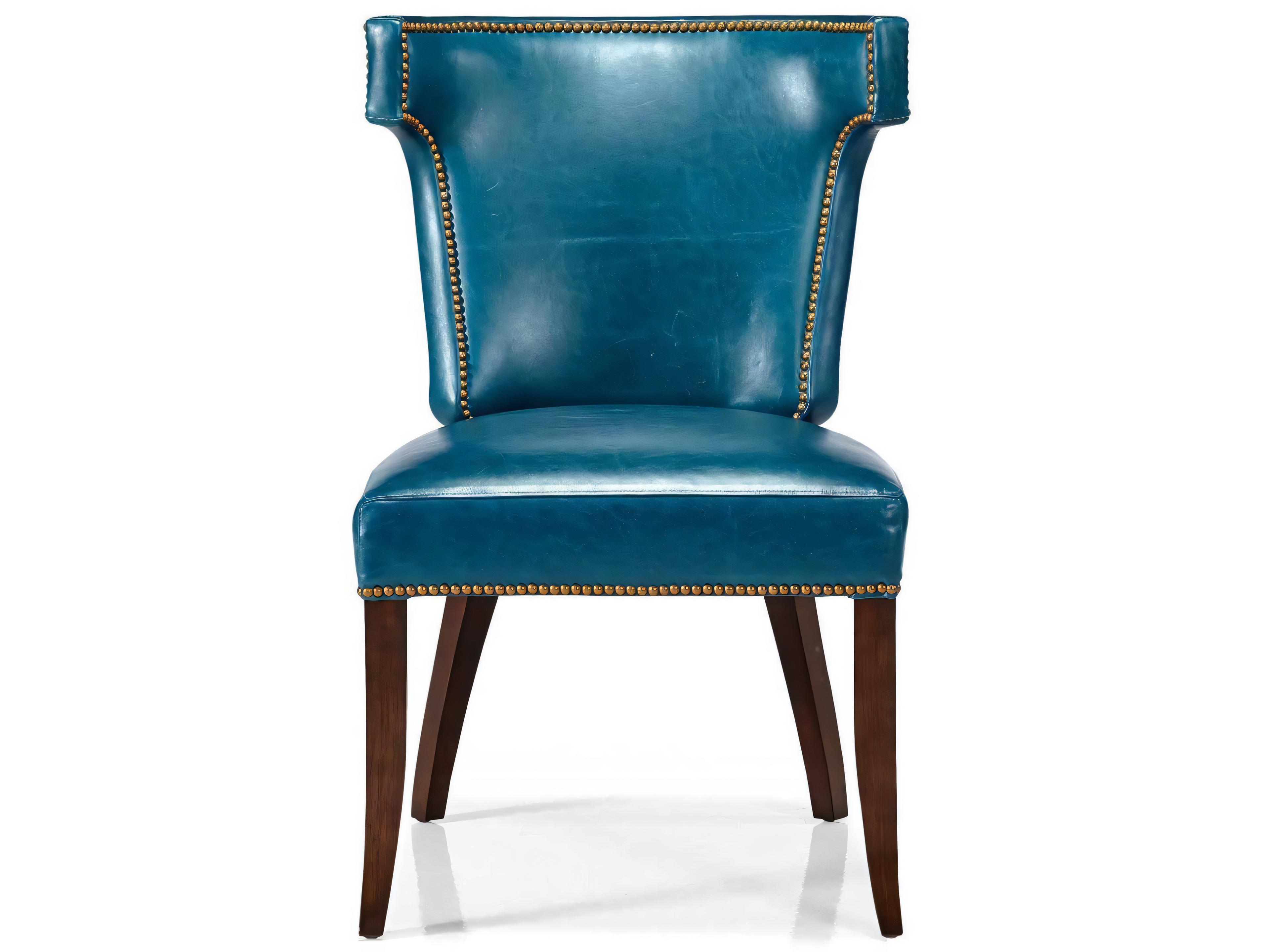 Hickory White Alexandria Blue Leather Side Dining Chair