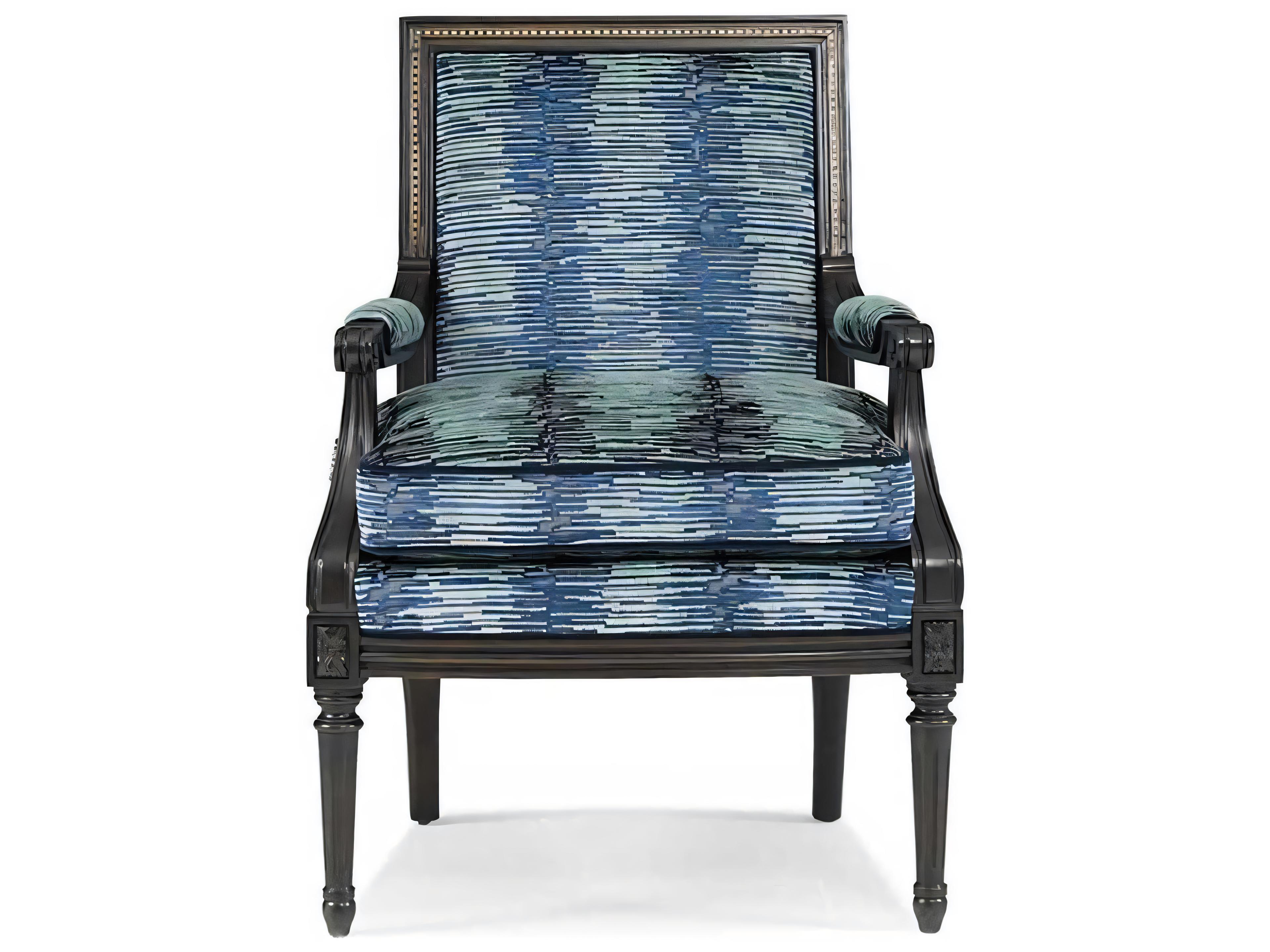 Hickory White Custom Elements Upholstery Blue Fabric Accent Chair