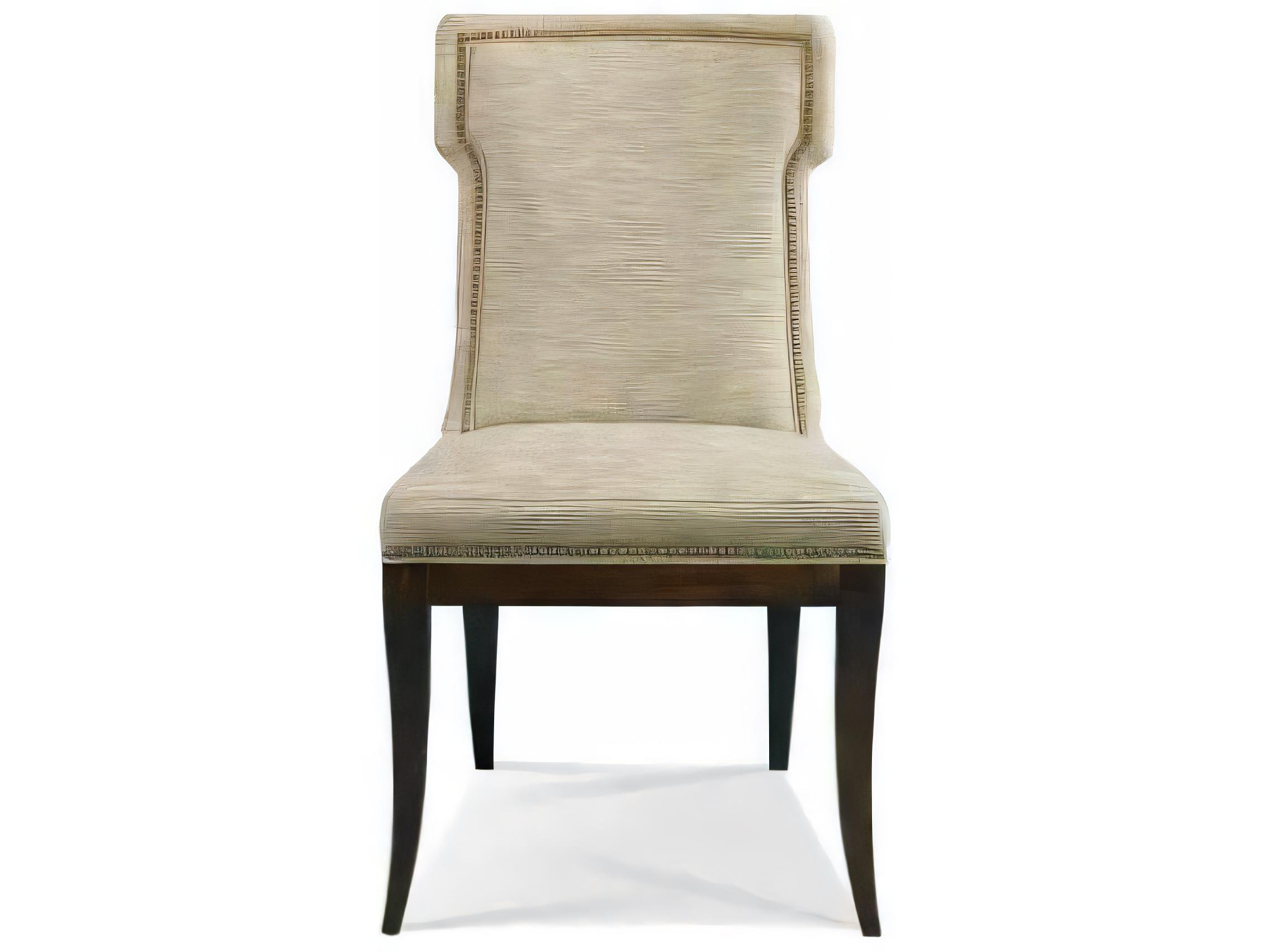 Hickory White A La Carte Maple Wood Beige Upholstered Kistler Klismos Side Dining Chair
