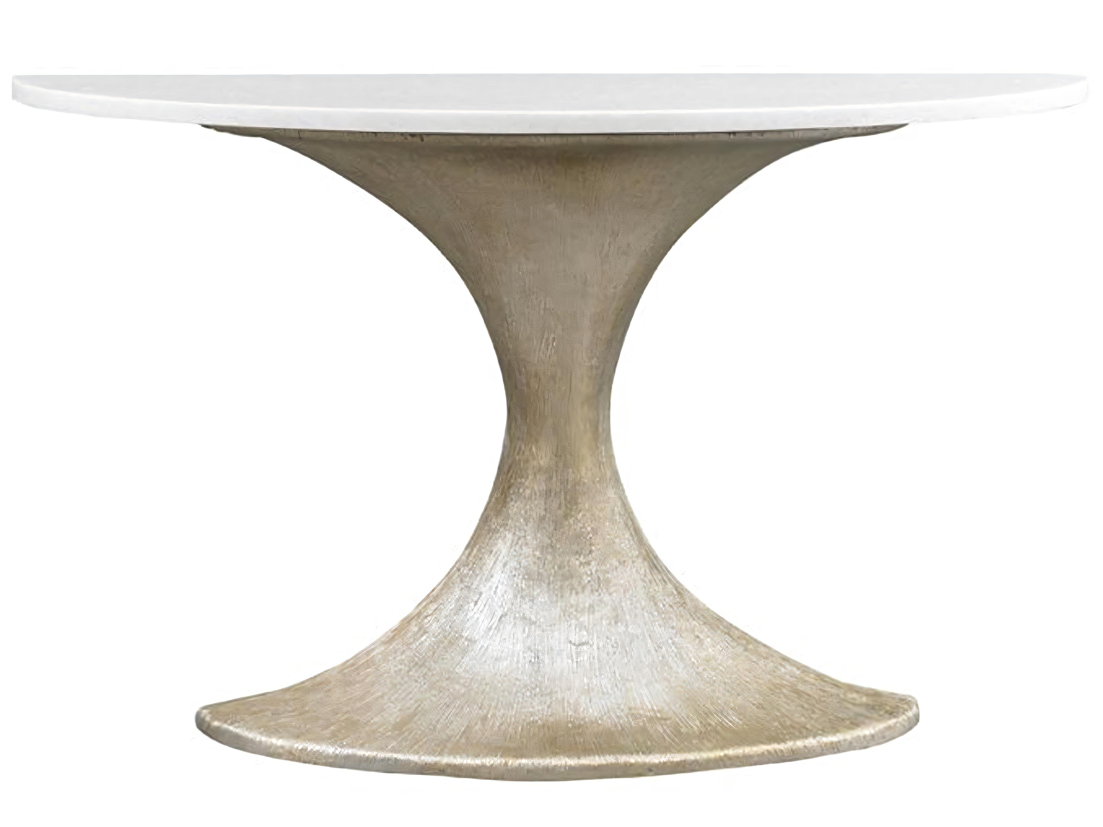 Hickory White A La Carte Demilune Marble Champagne Gold Louna Console Table