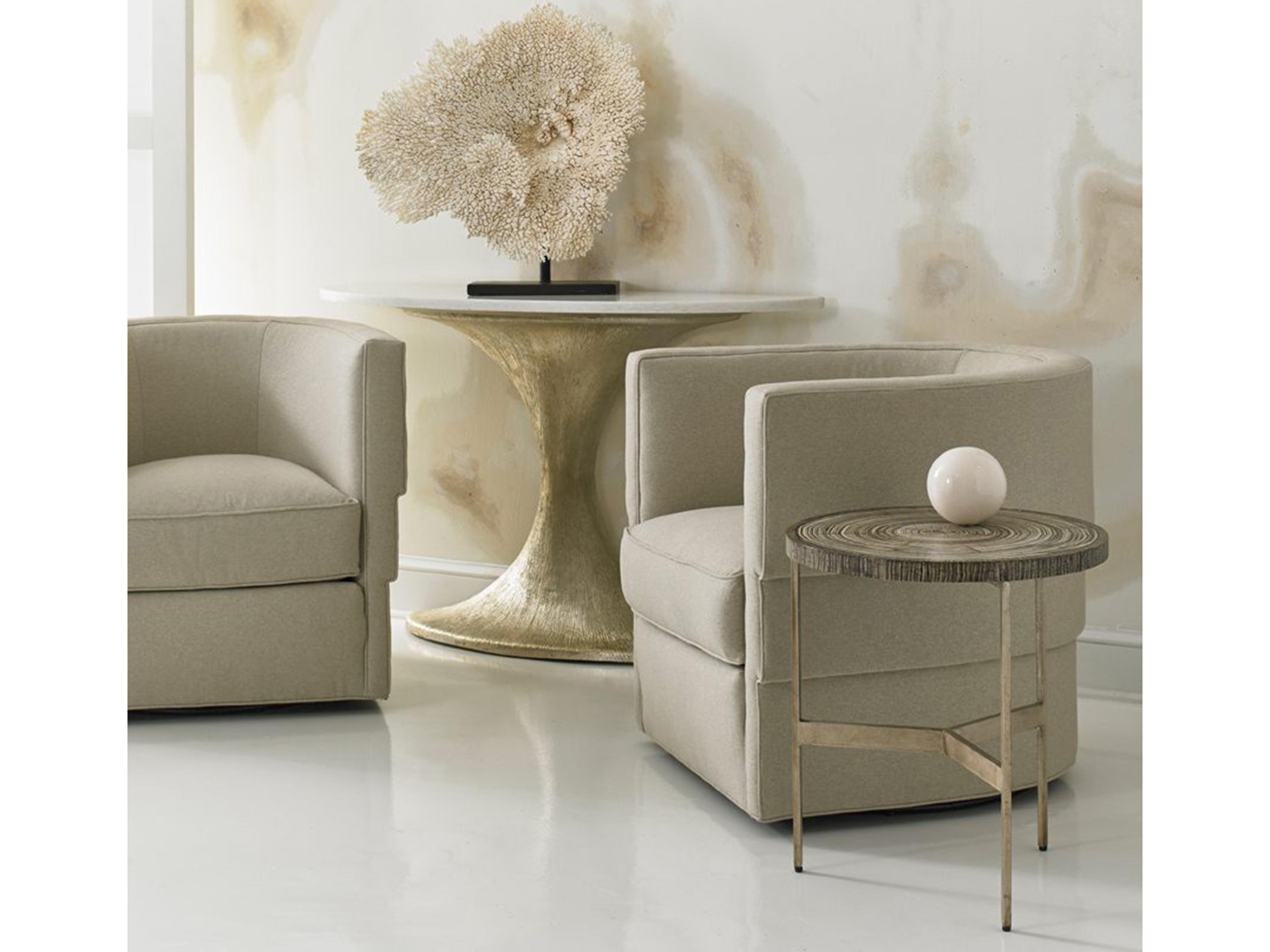 Hickory White A La Carte Demilune Marble Champagne Gold Louna Console Table