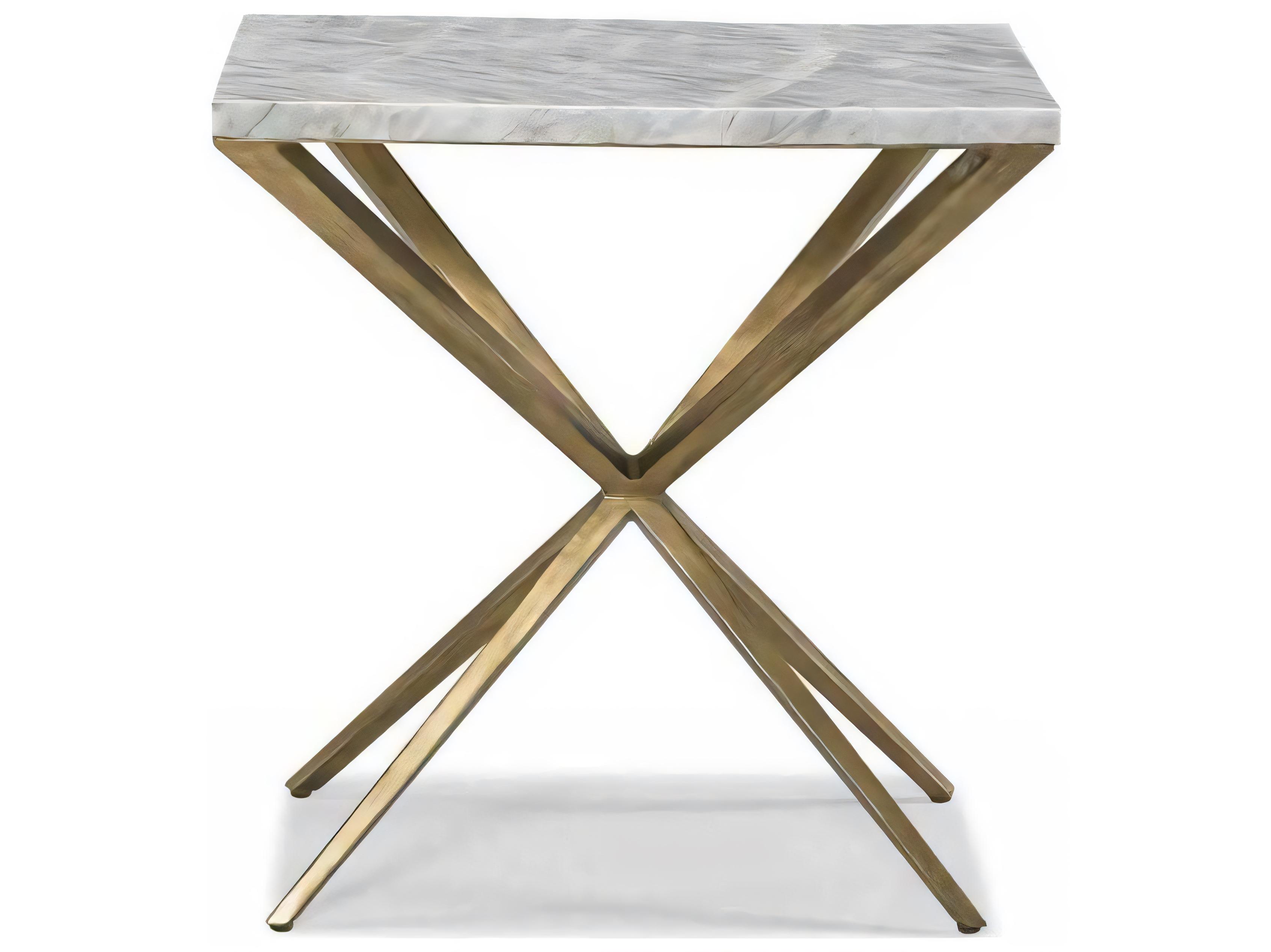 Hickory White A La Carte Rectangular Marble Key Gold Century Stone Centurion End Table