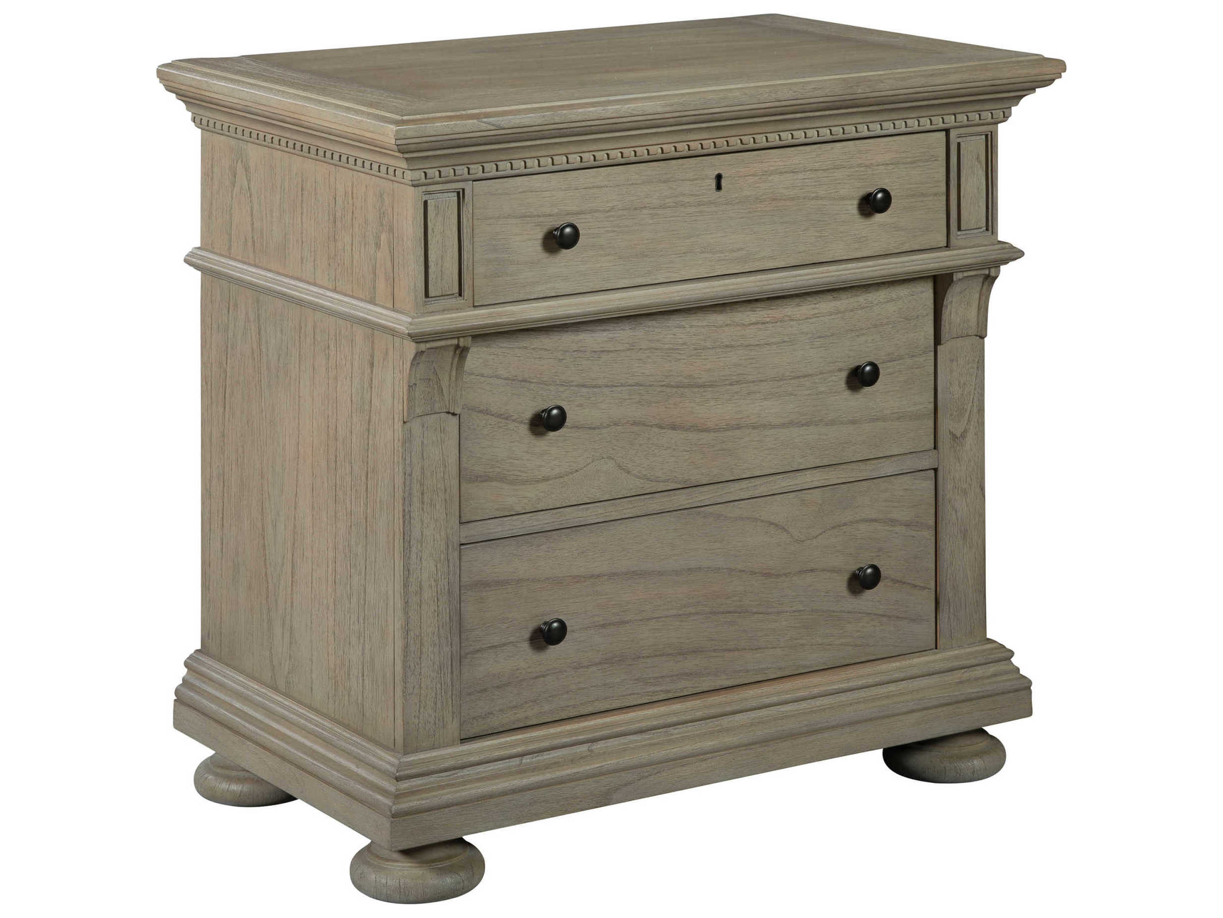 Hekman Wellington 3-Drawers Brown Mindi Wood Nightstand