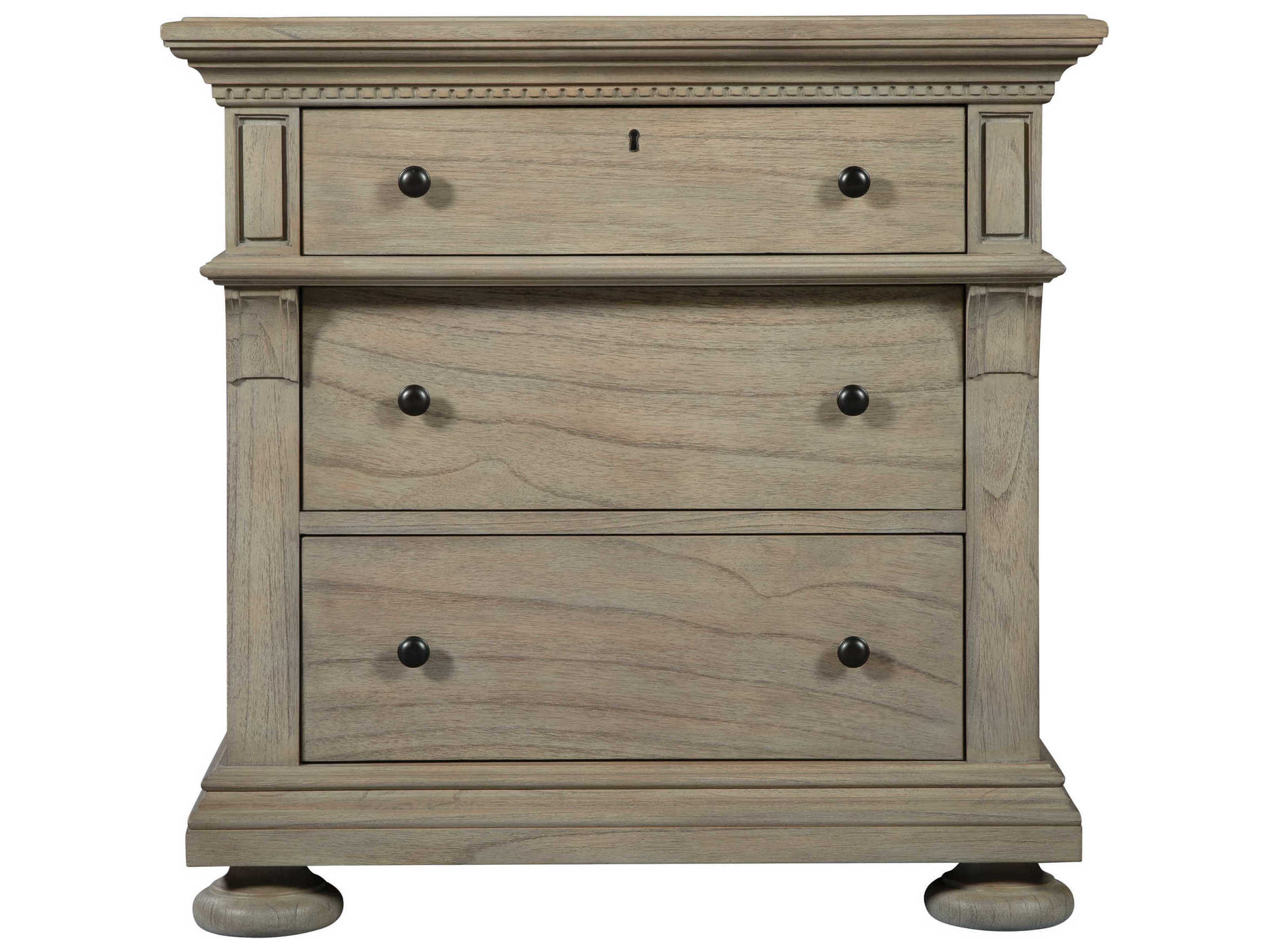 Hekman Wellington 3-Drawers Brown Mindi Wood Nightstand