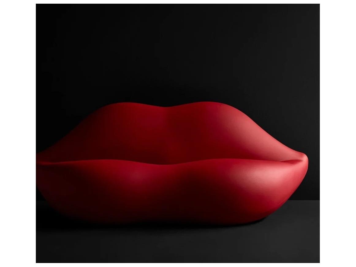 Heller Outdoor Bocca Red Polypropylene Resin Ottoman