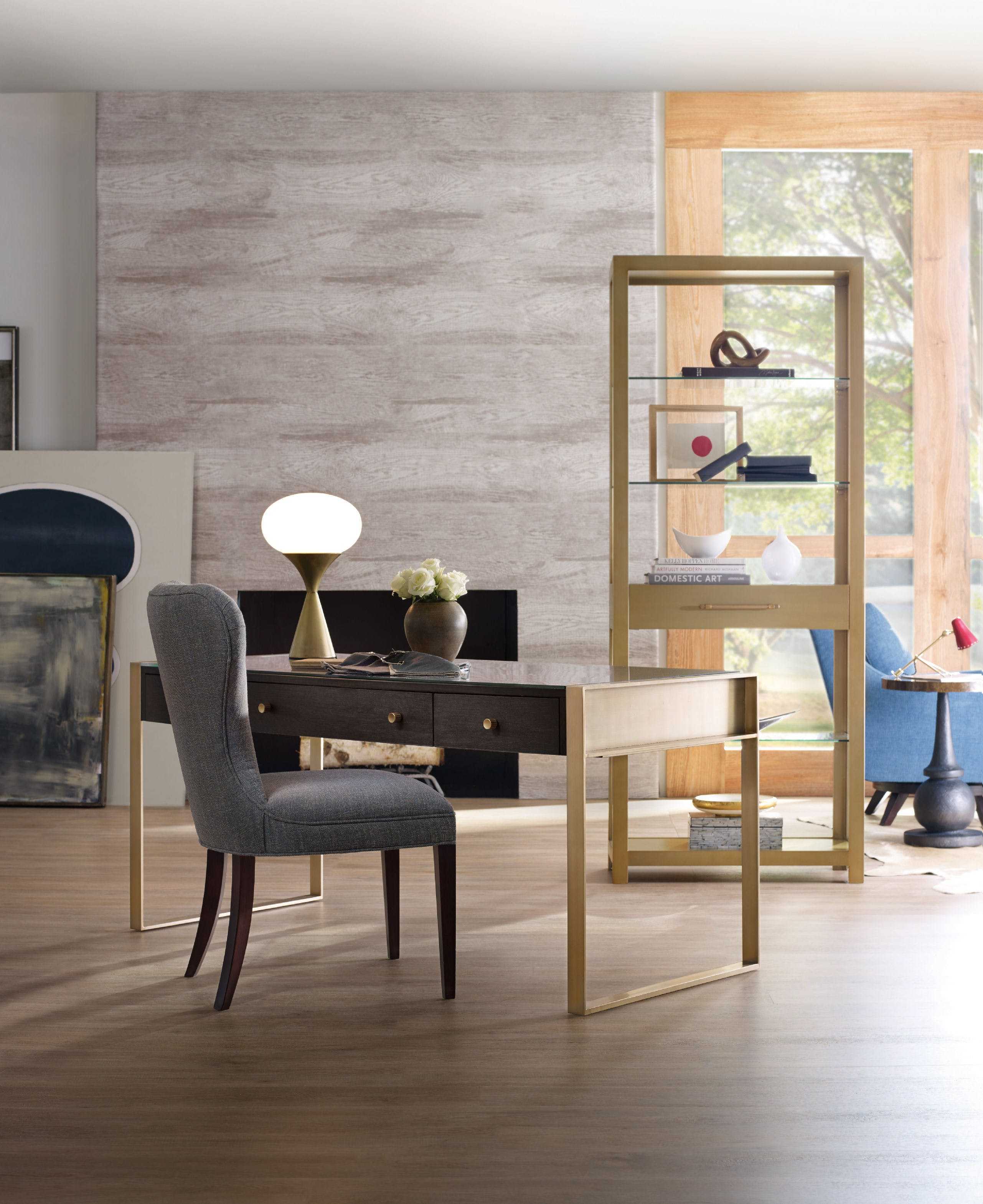 Hooker Furniture Curata Brushed Brass Bookcase