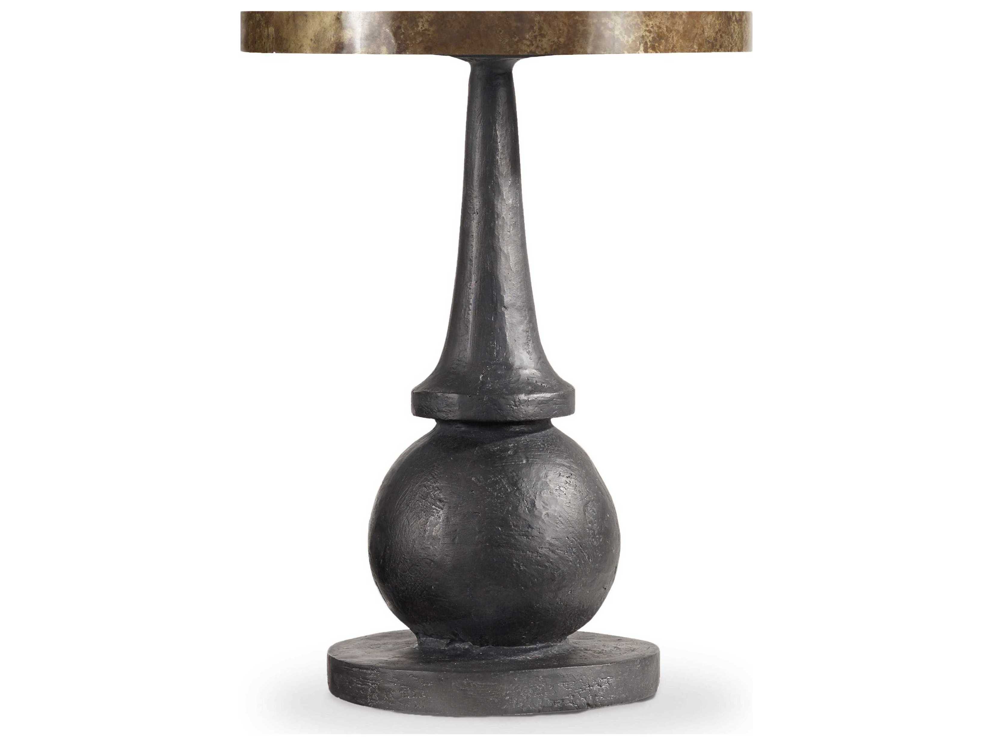 Hooker Furniture Curata Round Metal Brass With Patina End Table