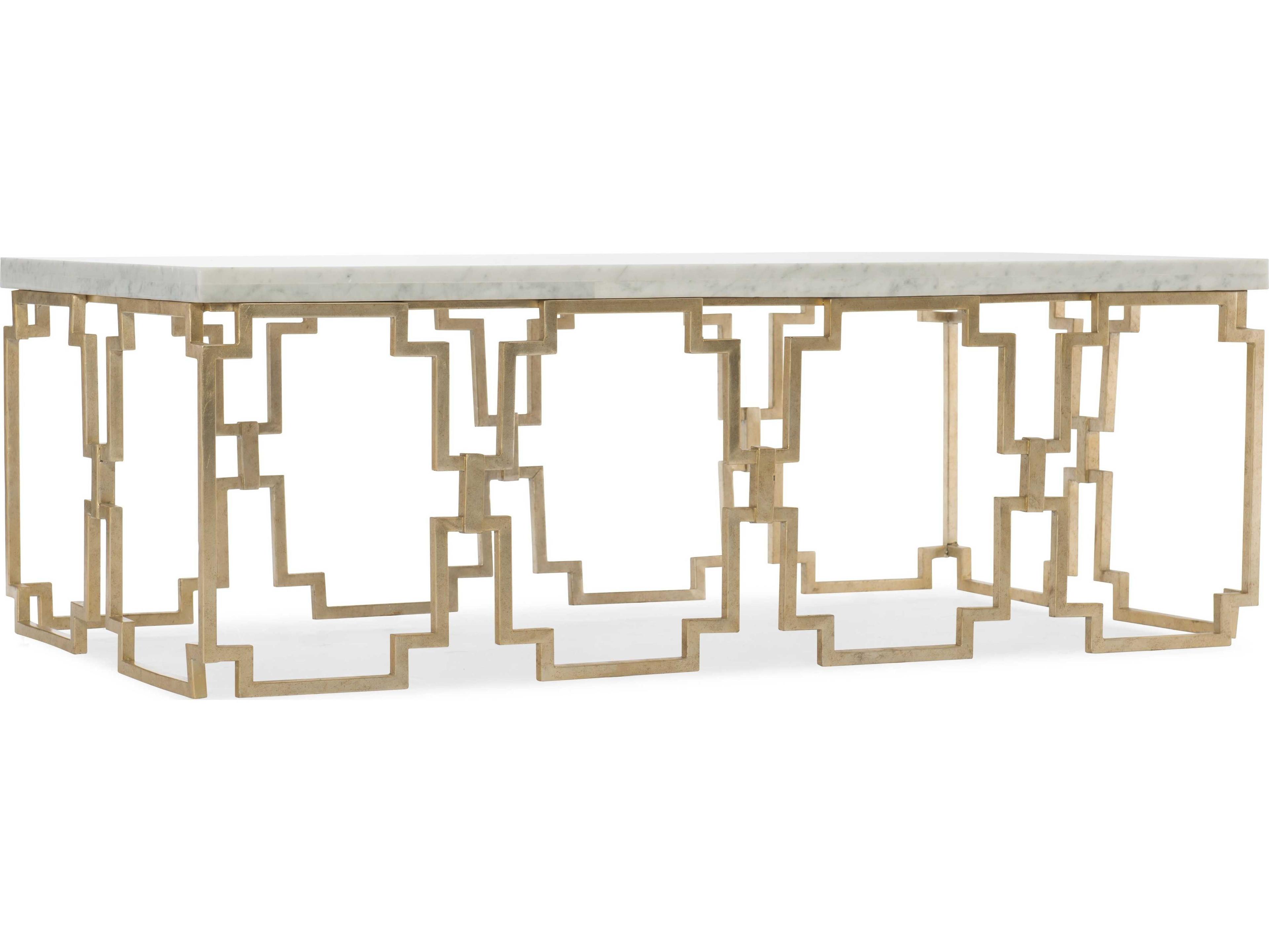 Hooker Furniture Evermore Rectangular Kala White Marble Gold Cocktail Table