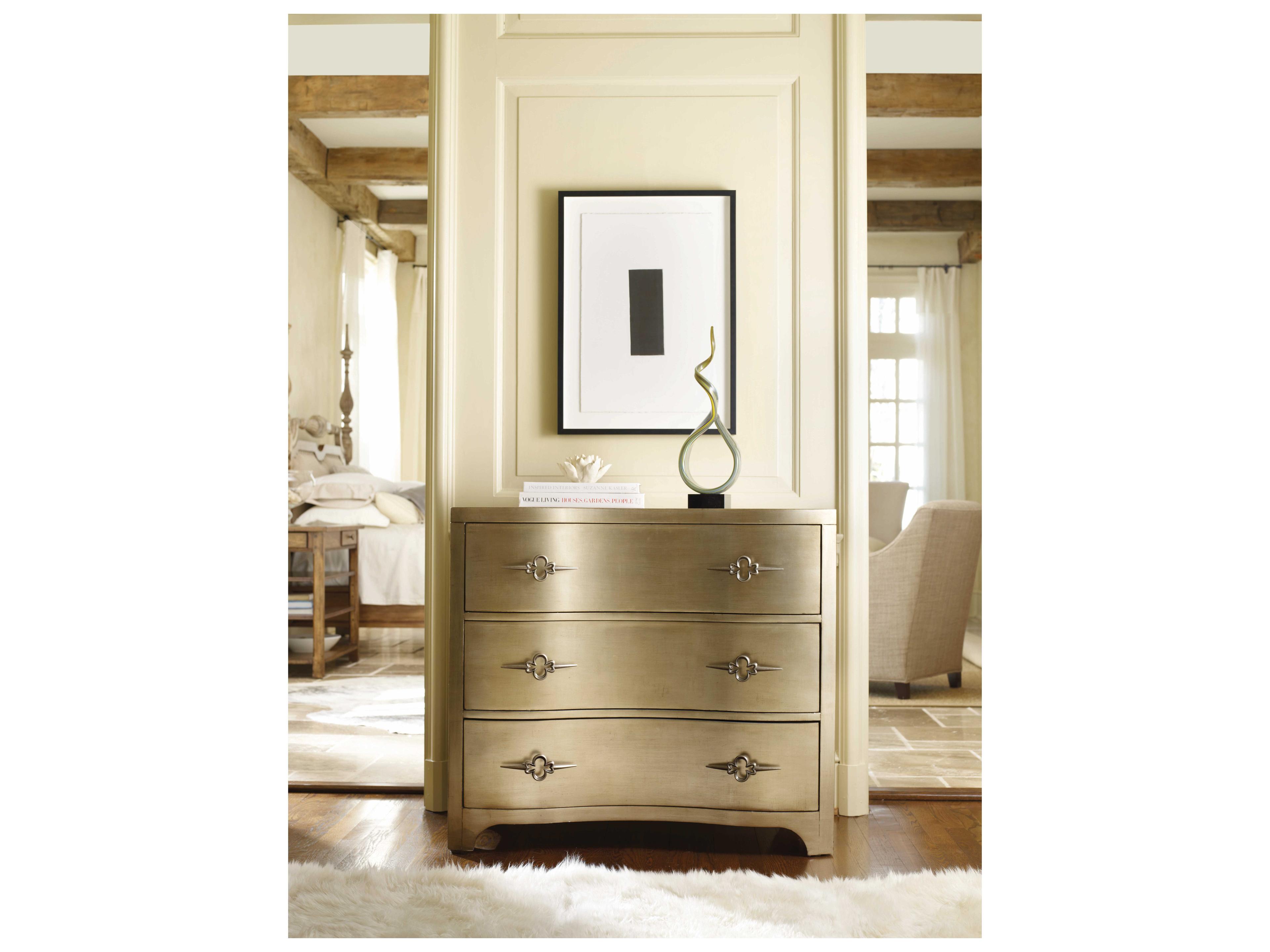 Luxecor Heritage 3-Drawers Antique Mirror & Gold Hardwood Accent Chest