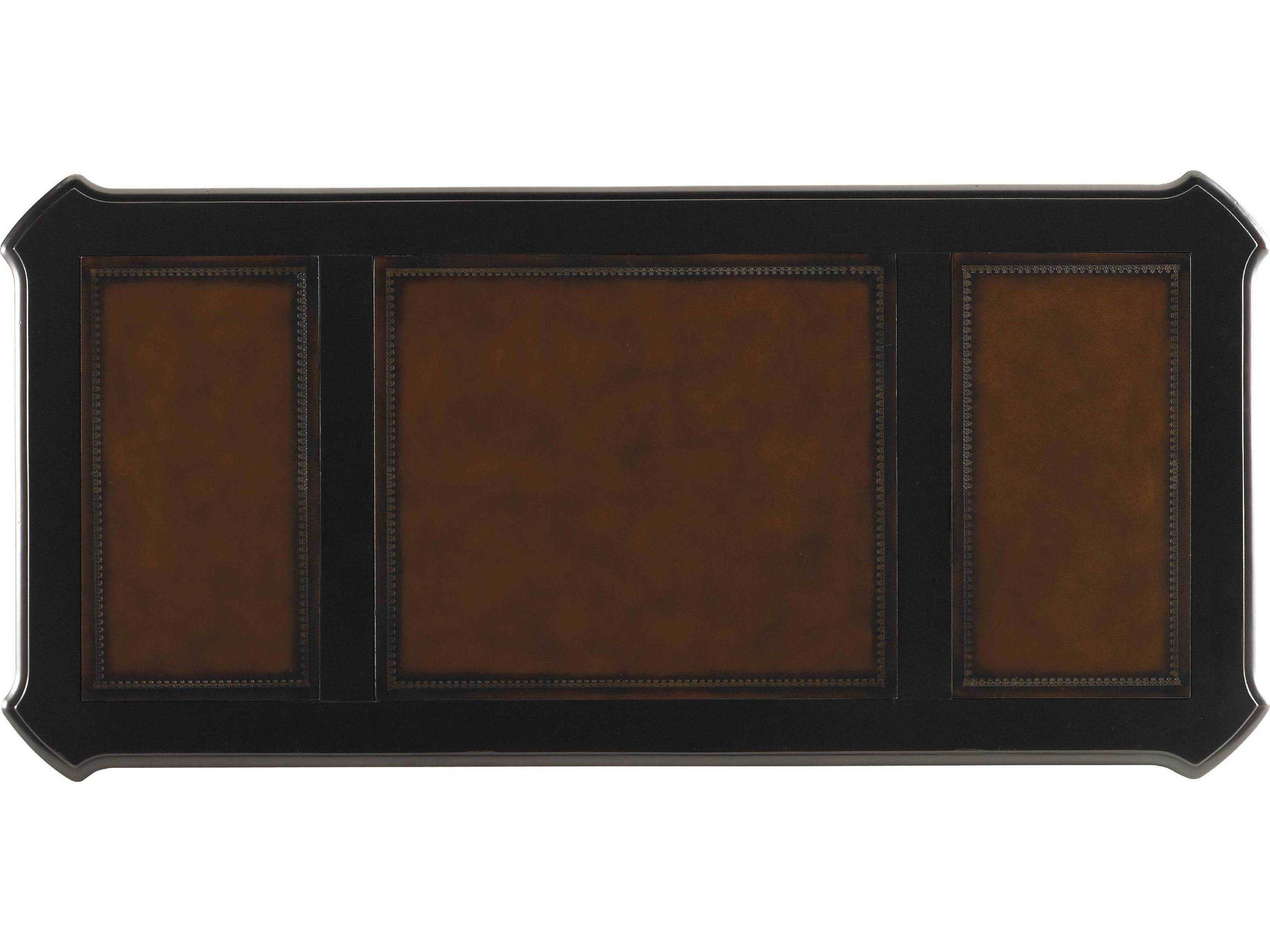 Luxecor Heritage Black Hardwood Executive Desk with Leather Panels