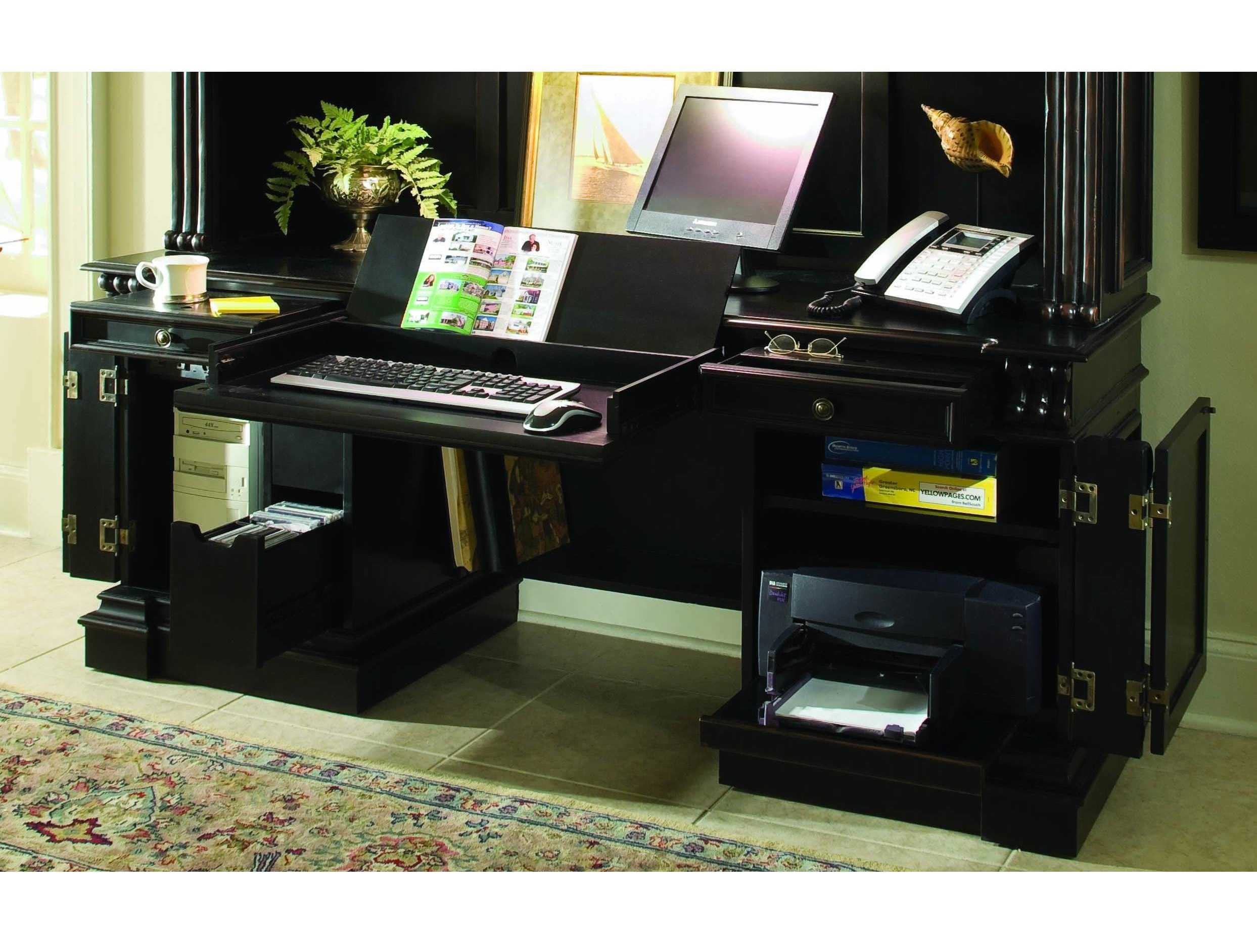 Luxecor Heritage Black Hardwood Credenza Desk