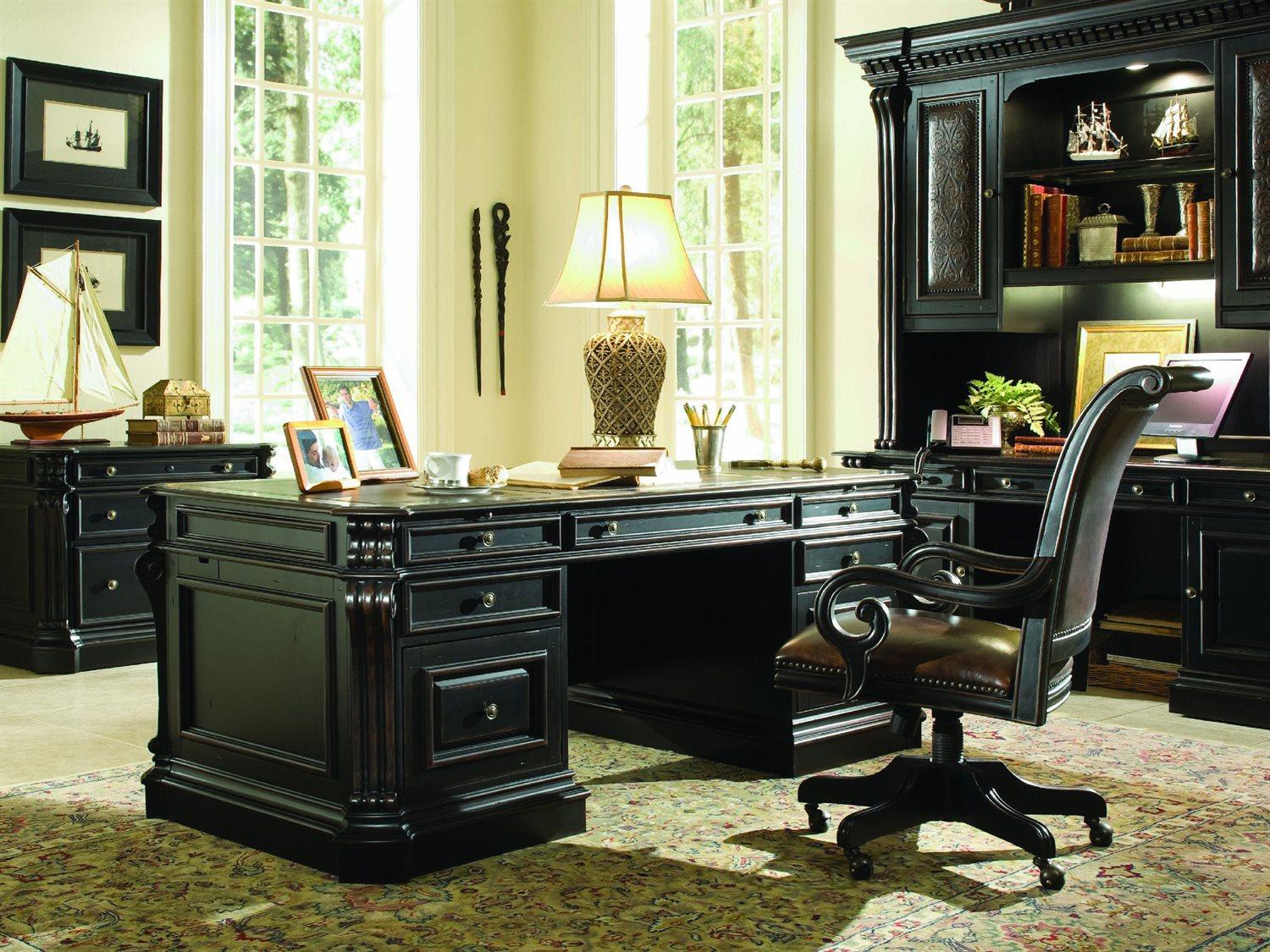 Hooker Furniture Telluride Brown Leather Adjustable Swivel Tilt Executive Desk Chair