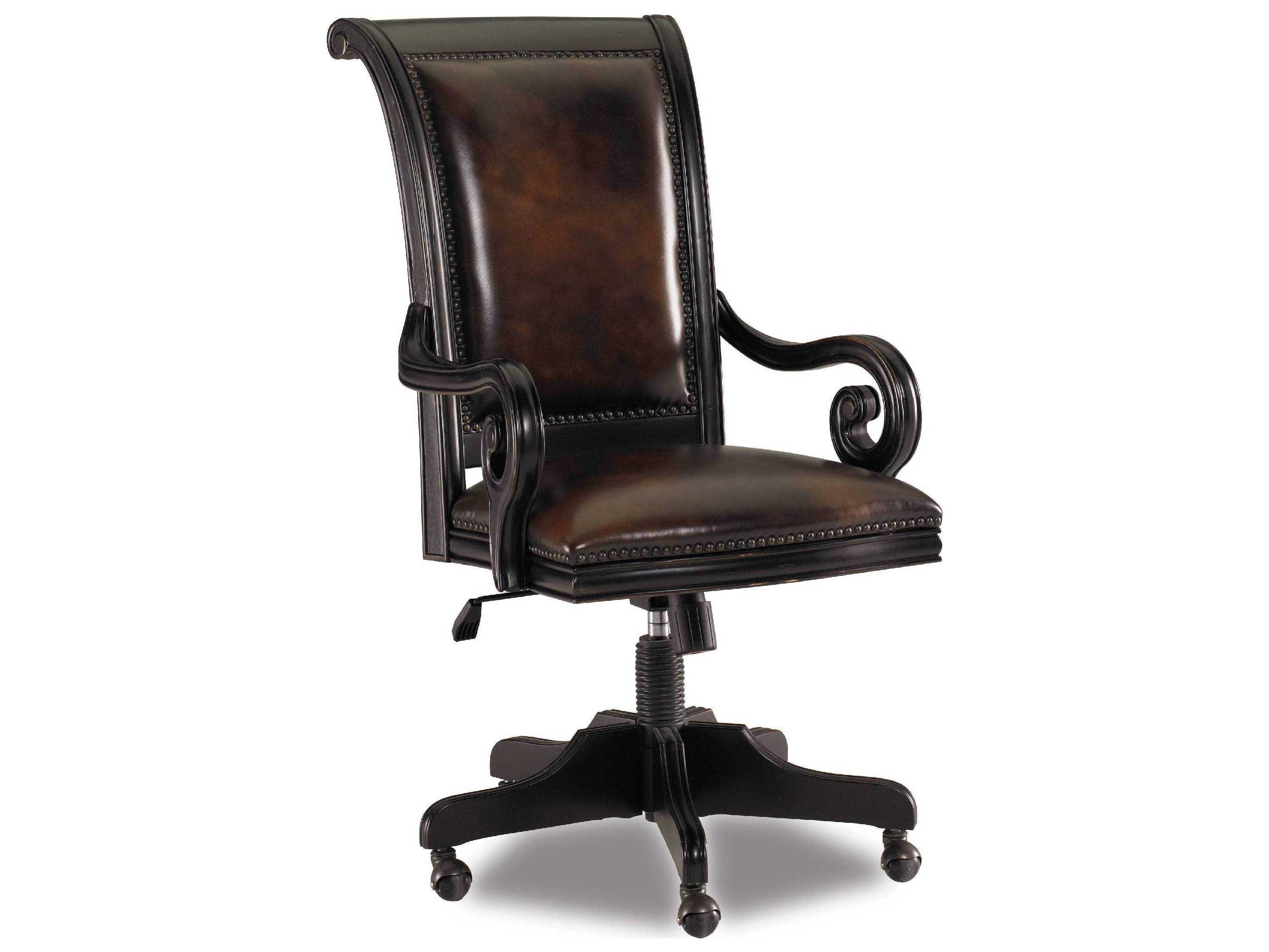 Hooker Furniture Telluride Brown Leather Adjustable Swivel Tilt Executive Desk Chair