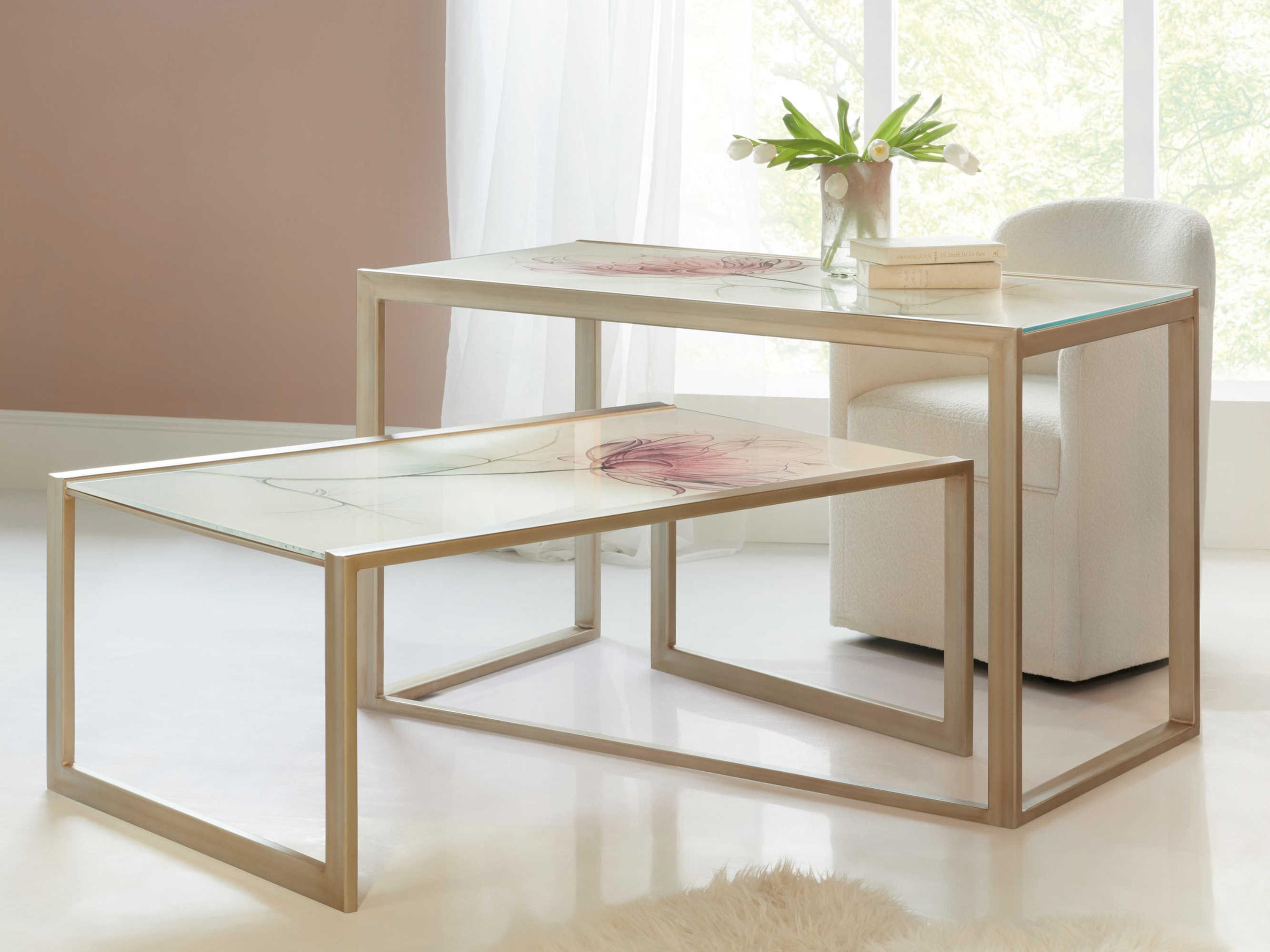 Hooker Furniture Komen Blossoming Hope Rectangular Glass Gold Cocktail Table