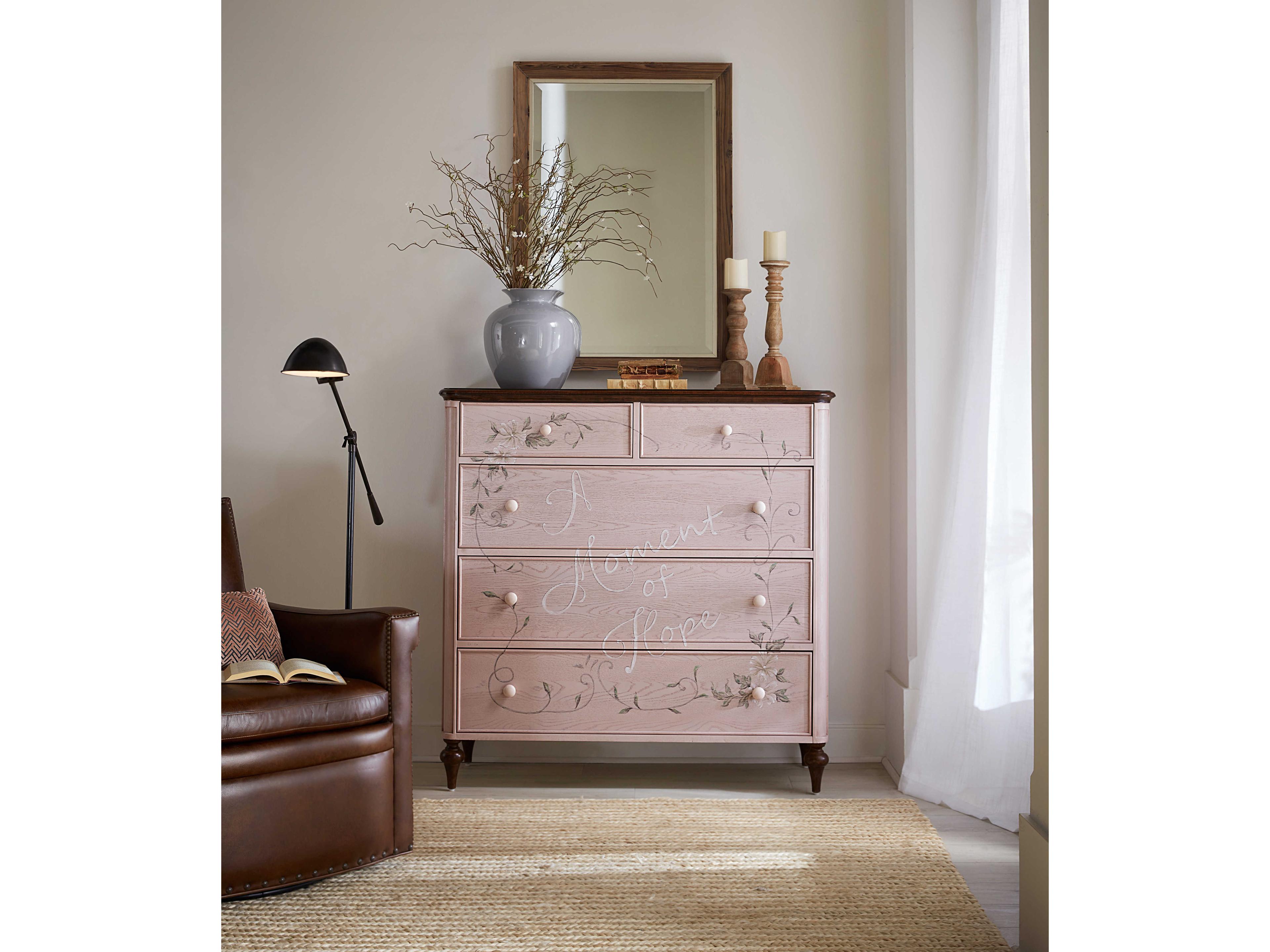 Hooker Furniture Komen 3-Drawers Pink Oak Wood Accent Chest