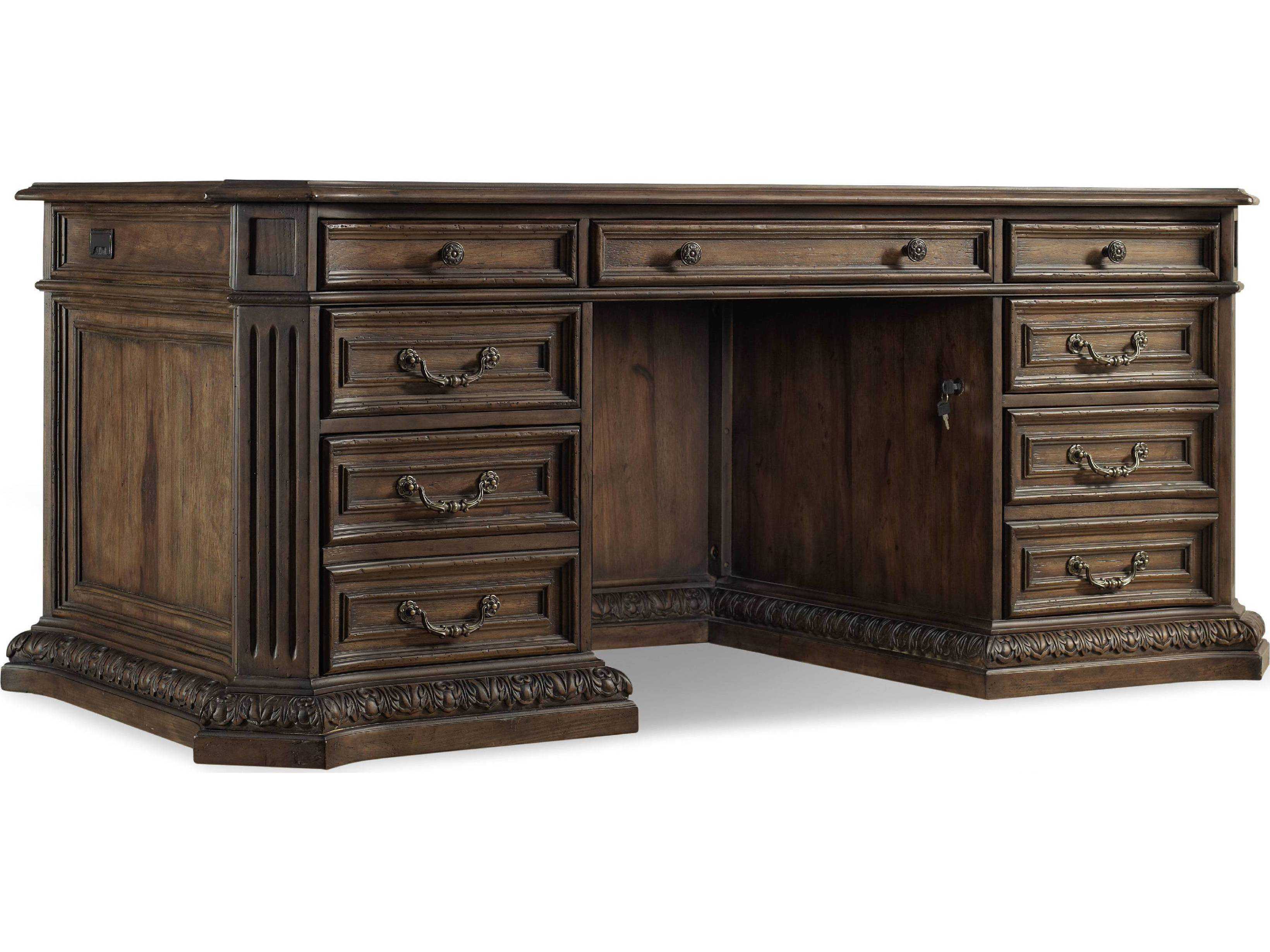 Hooker Furniture Rhapsody Walnut Ed Rustic Wood Brown Ash Executive Desk