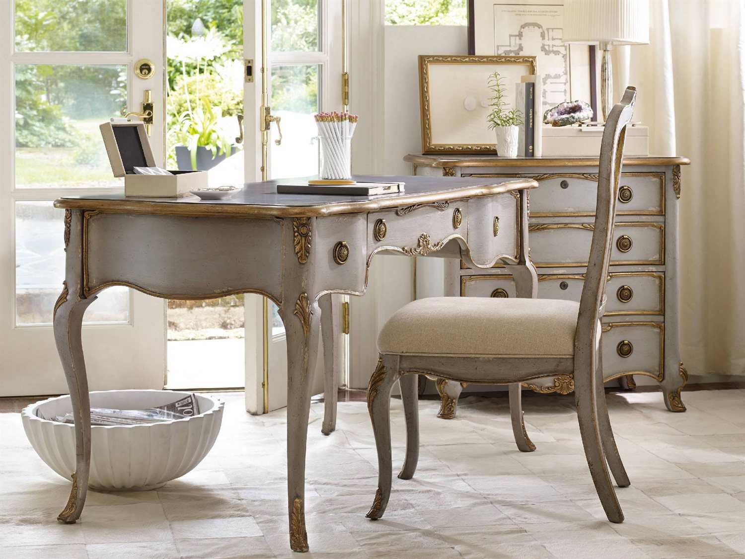 Luxecor Gray Hardwood Writing Desk