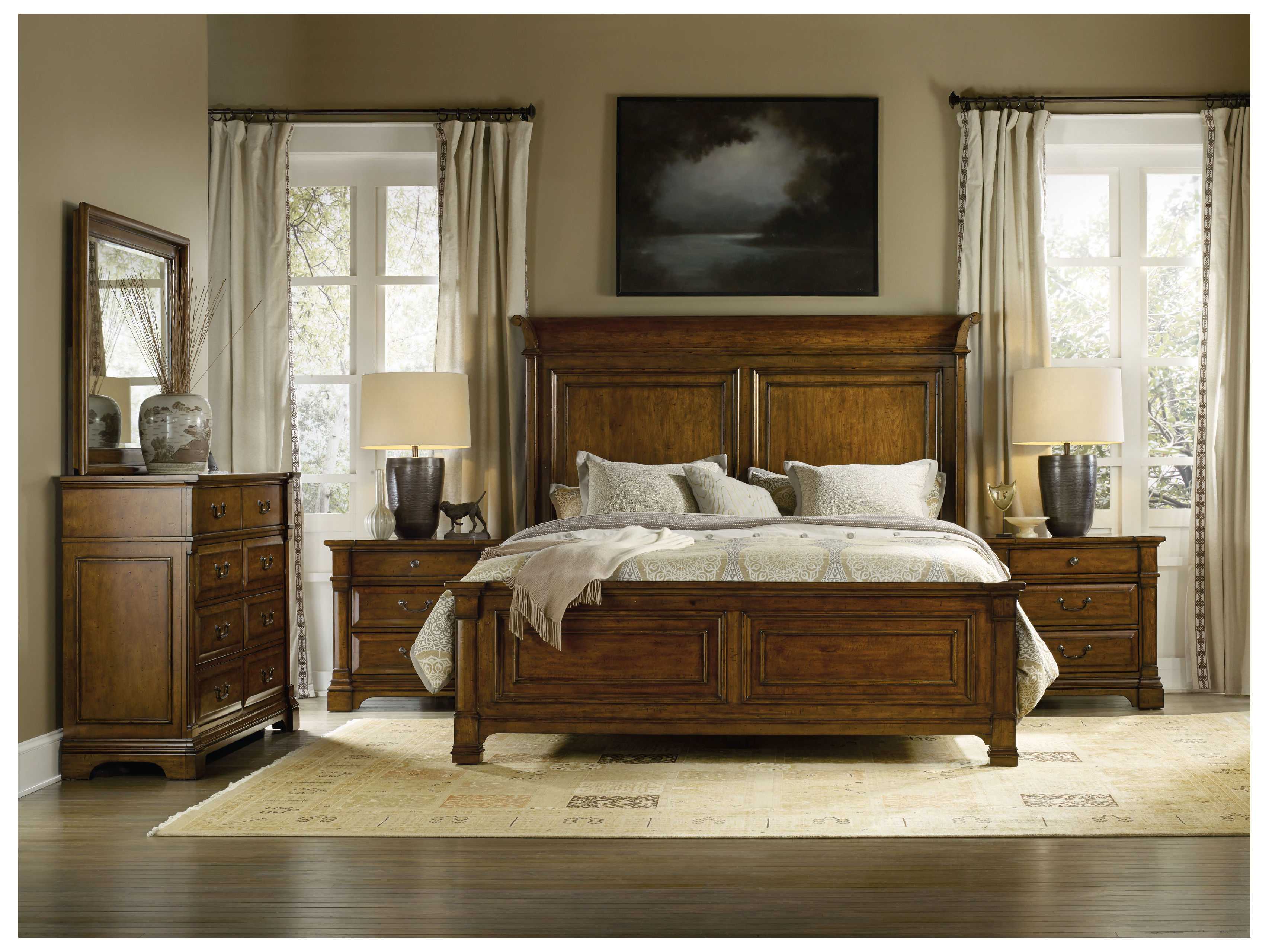 Hooker Furniture Tynecastle Wood Brown Alder King Panel Bed