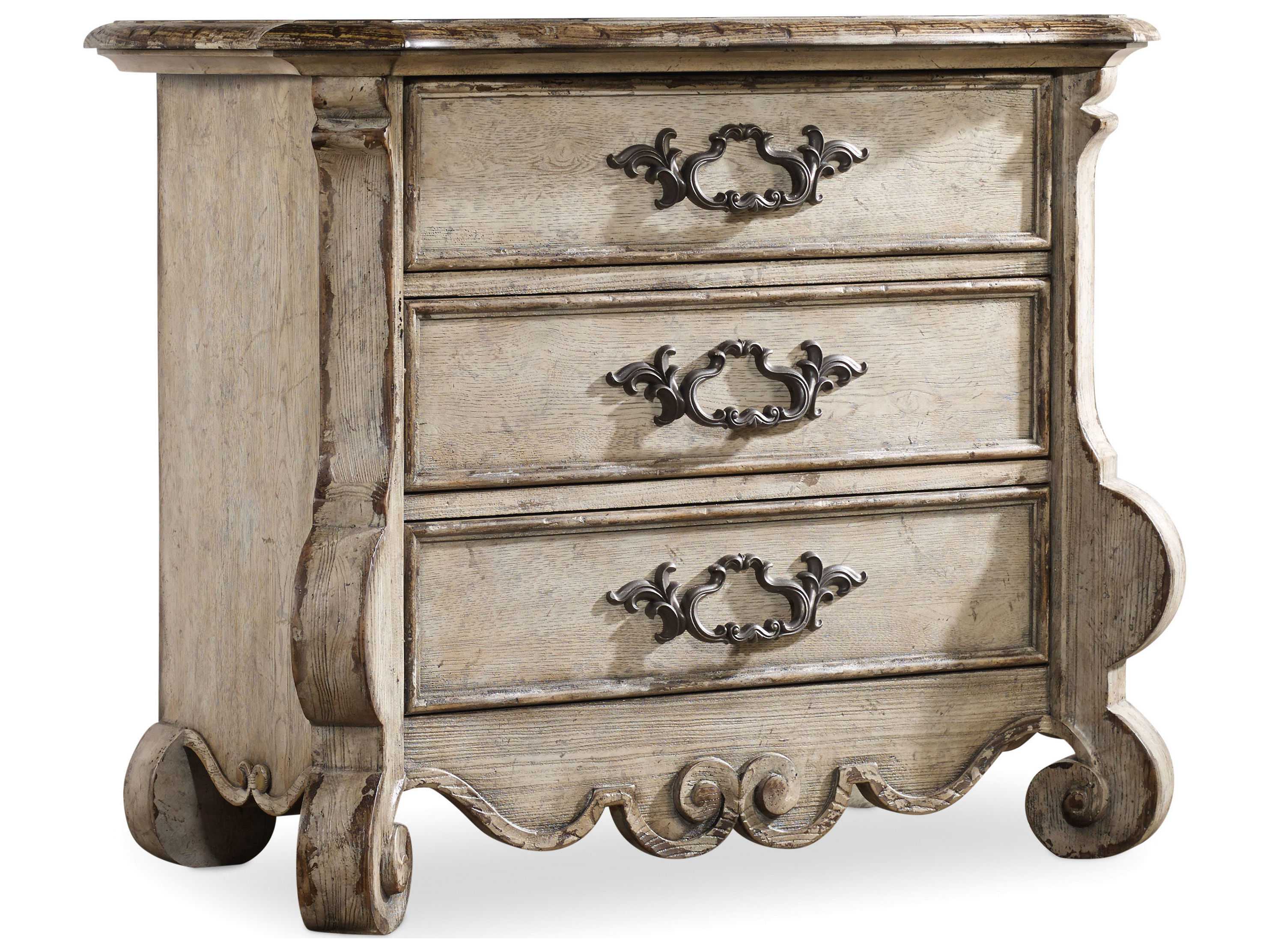 Hooker Furniture Chatelet 3-Drawers White Hardwood Nightstand