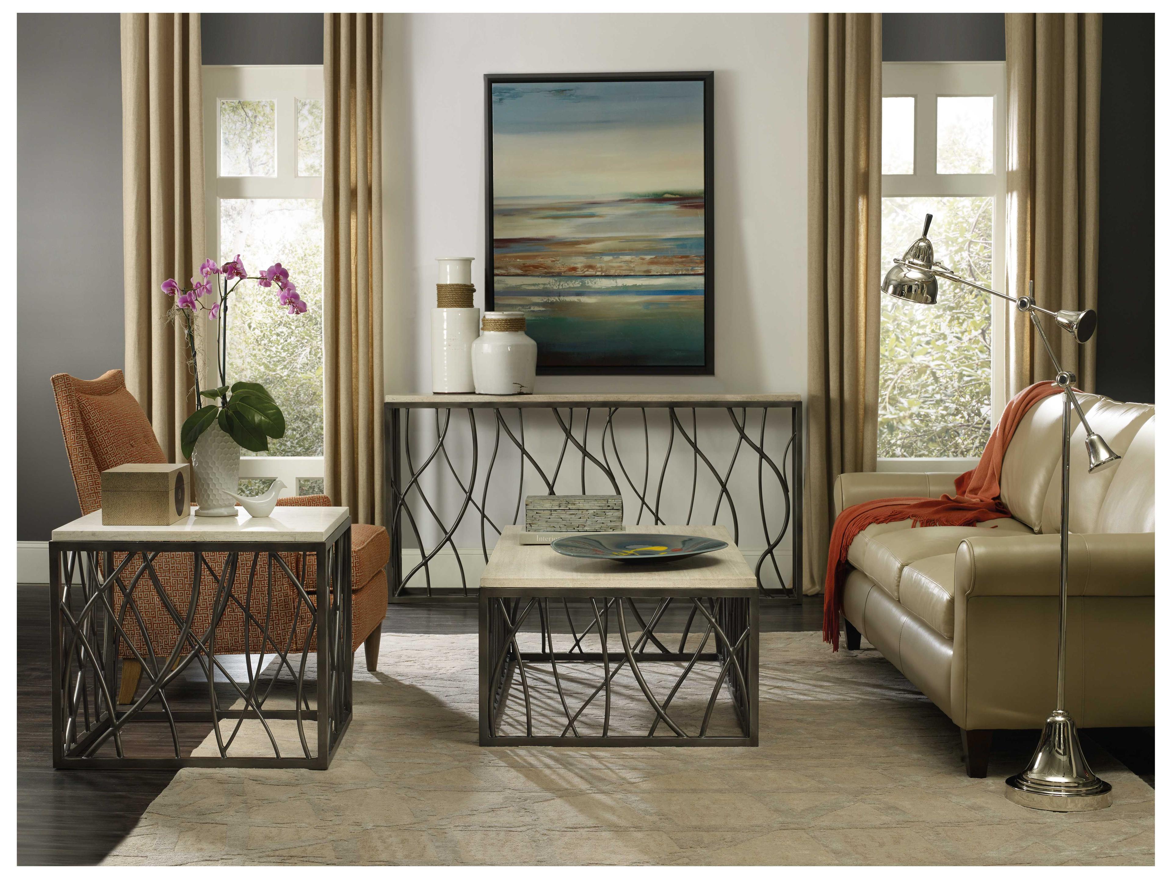 Hooker Furniture Rectangular Travertine Marble Console Table