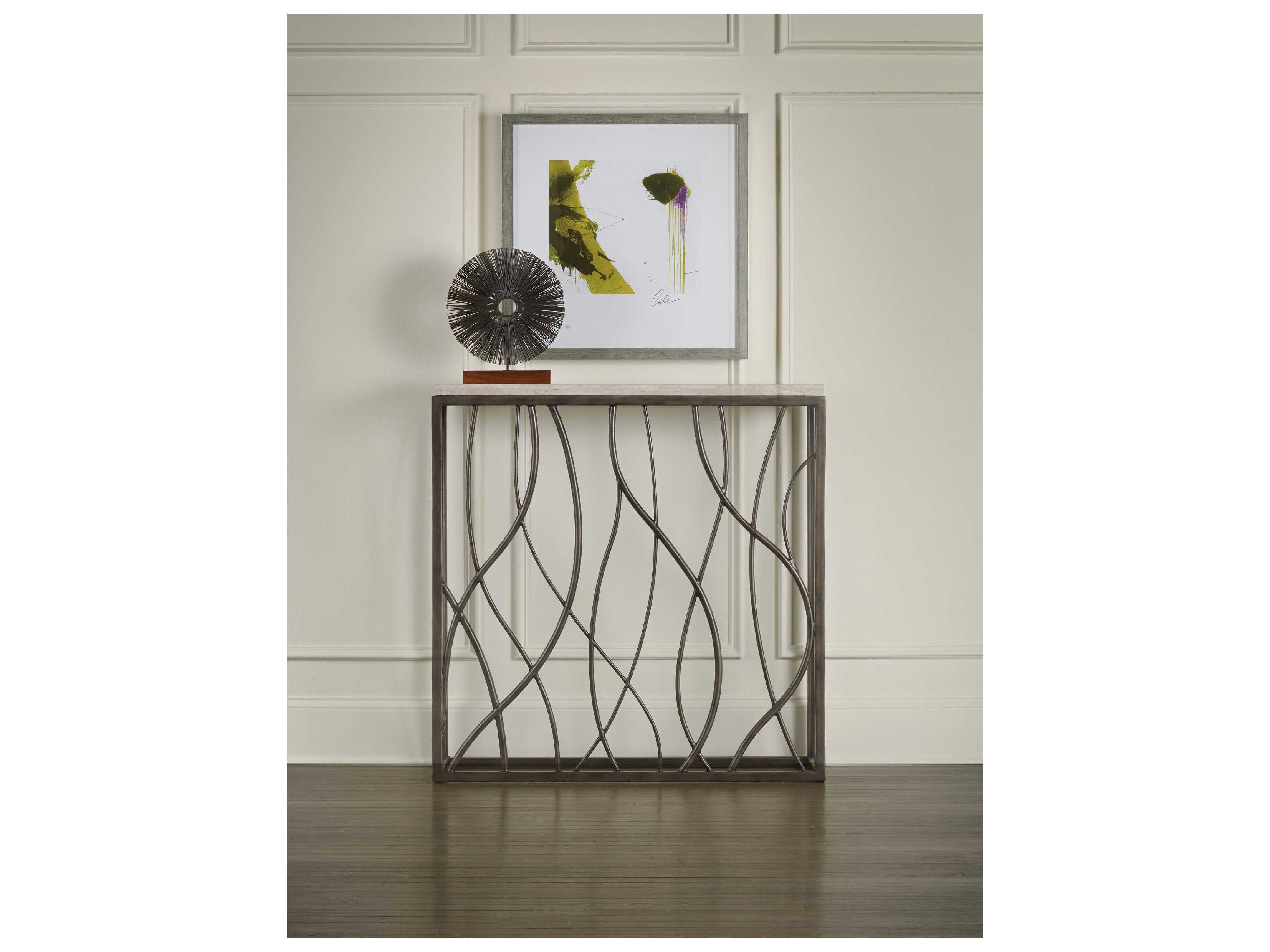Hooker Furniture Thin Metal Rectangular Marble Console Table