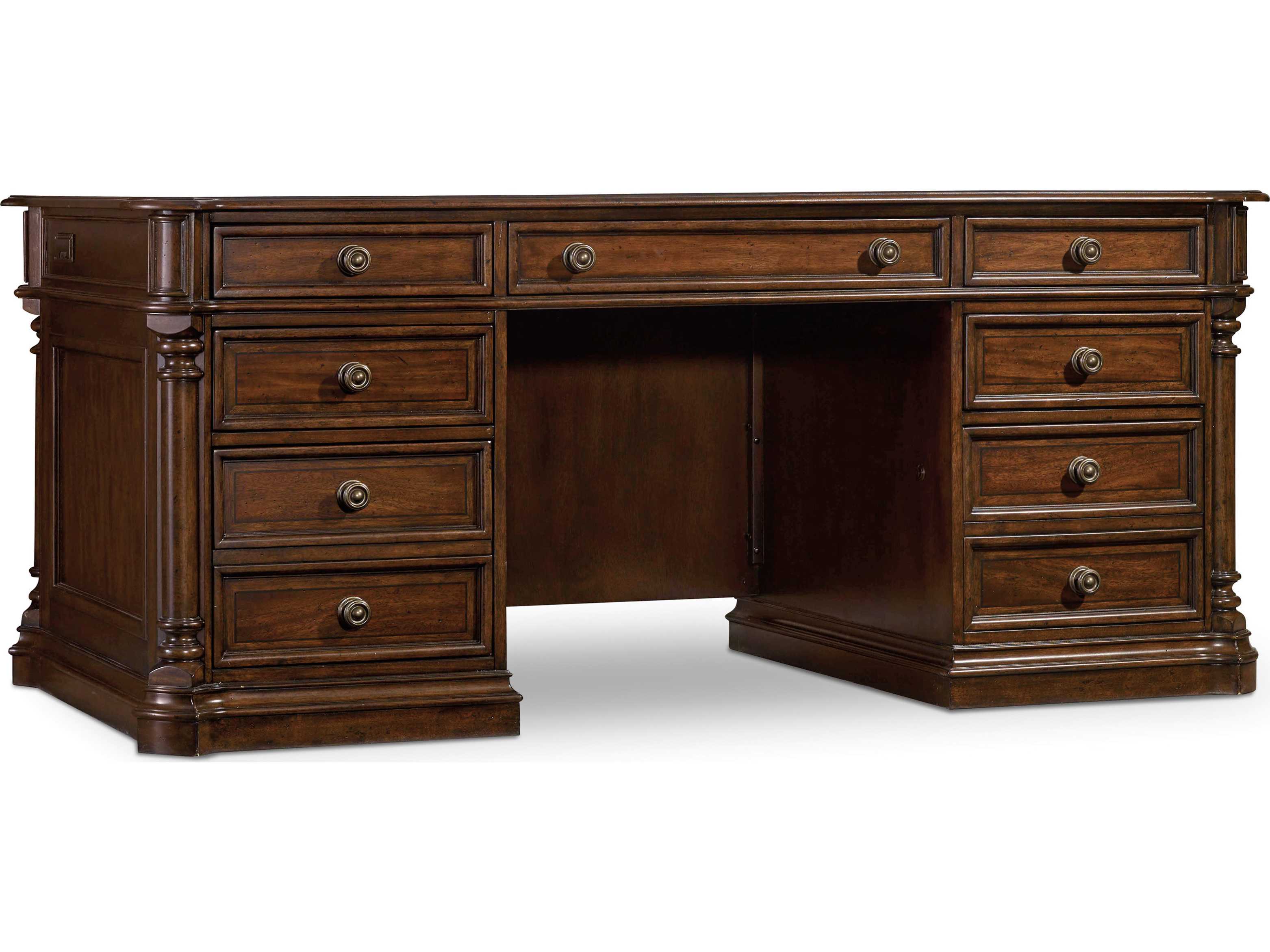 Hooker Furniture Leesburg Rich Dark Wood Brown Mahogany Executive Desk