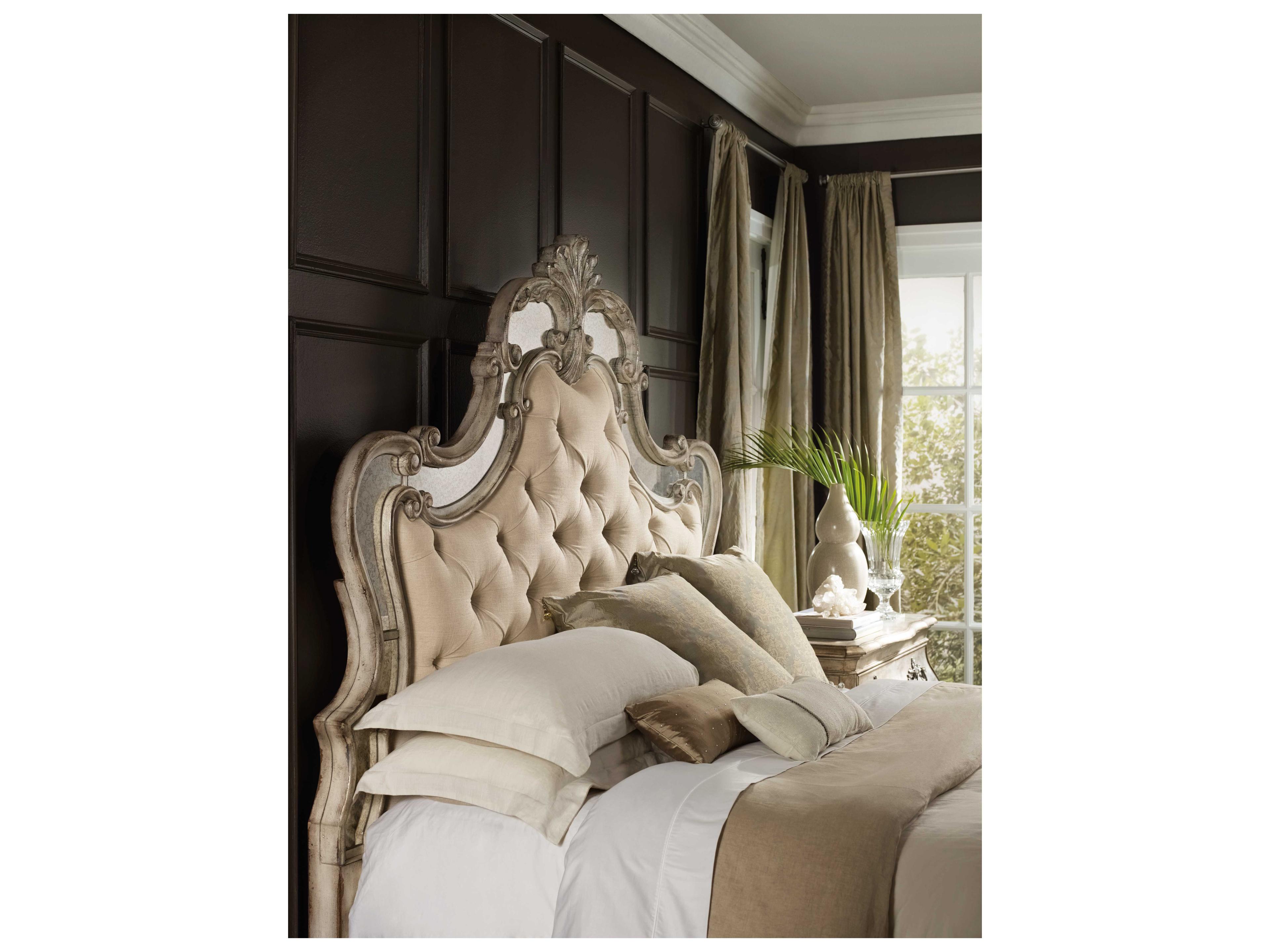 Hooker Furniture Sanctuary Silver Hardwood Upholstered California King Panel Bed