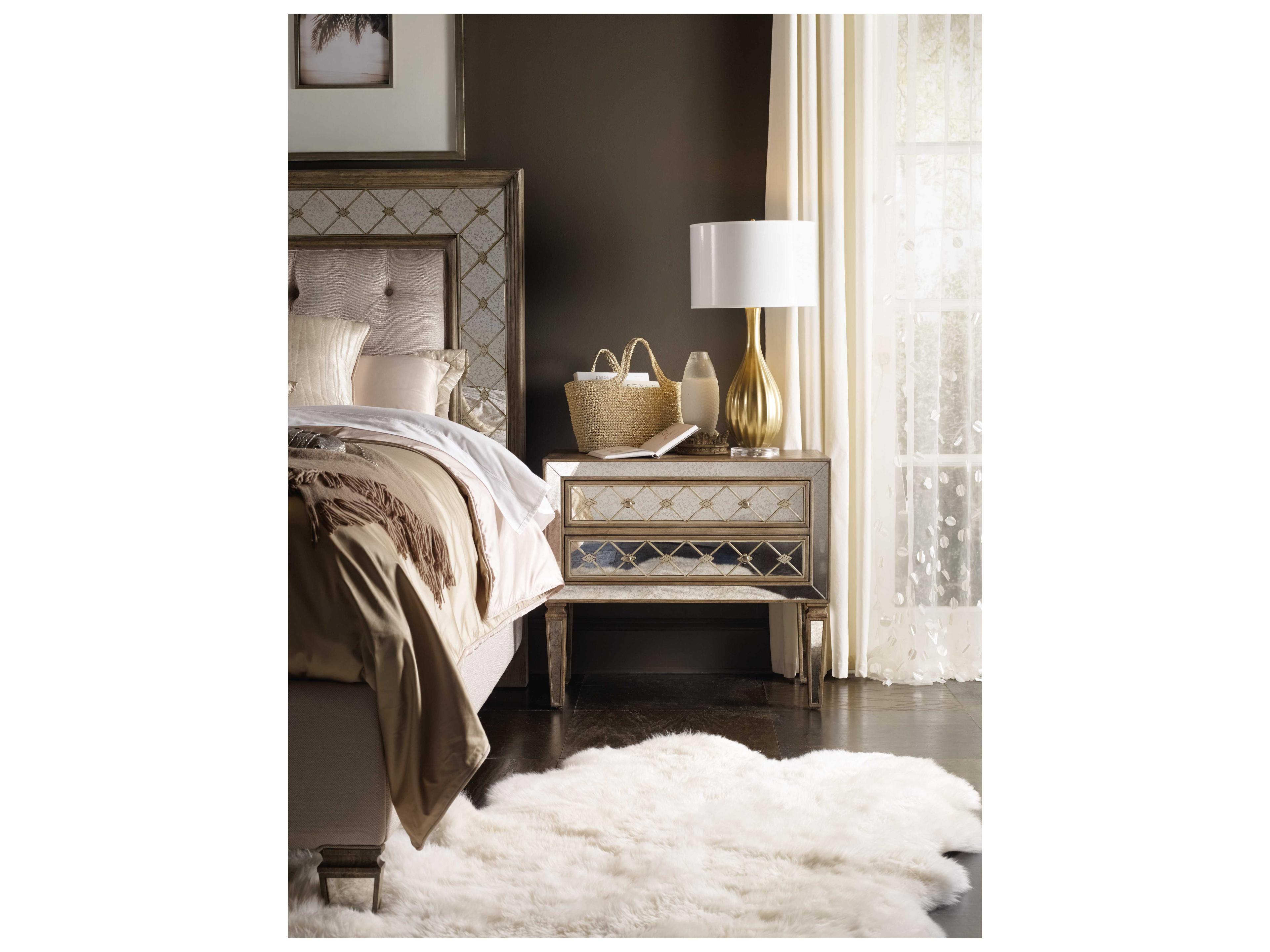 Hooker Furniture Sanctuary Bachelor 2-Drawers Silver Hardwood Chest Nightstand