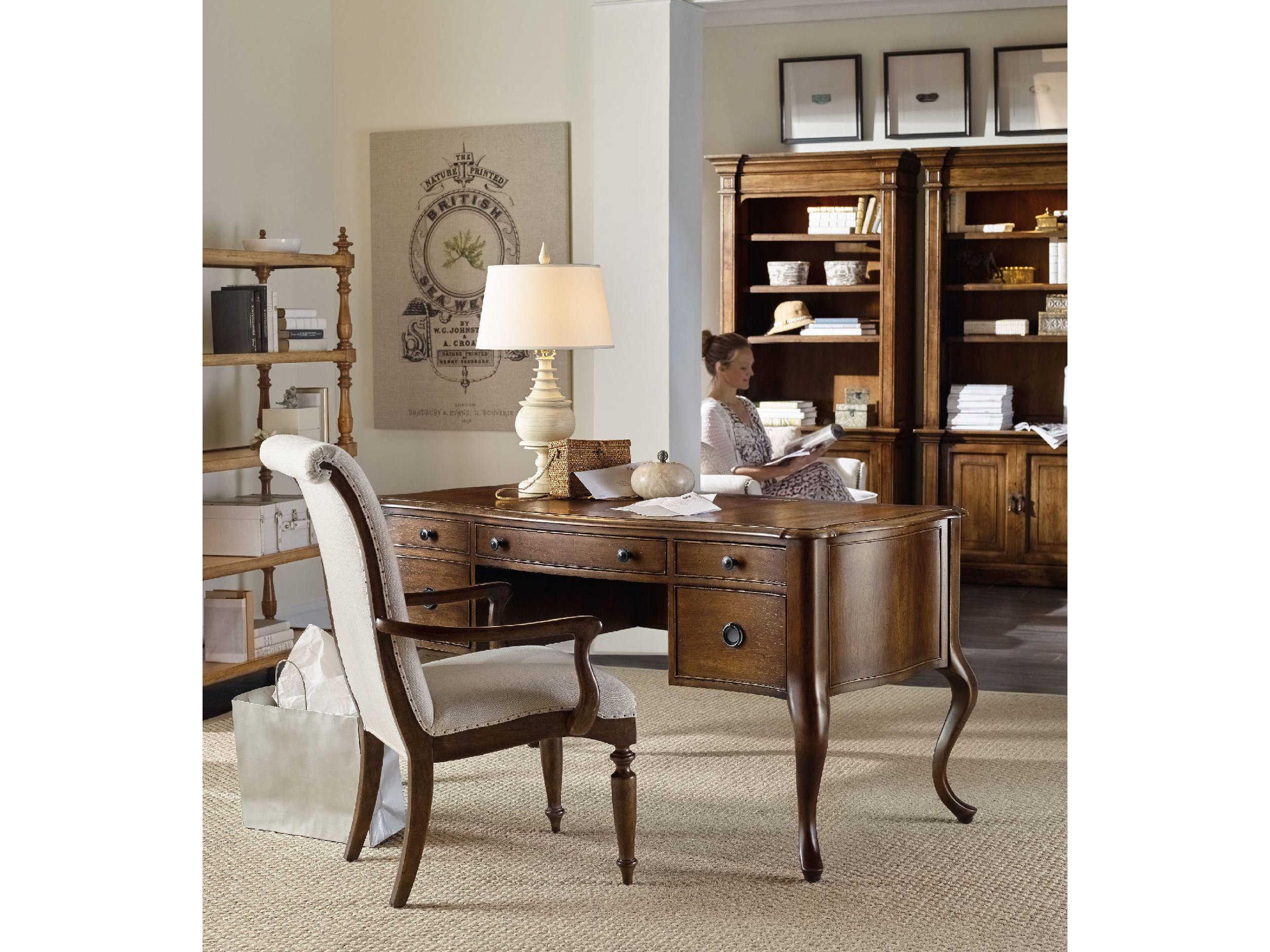 Hooker Furniture Archivist Dark Wood Brown Rubberwood Writing Desk