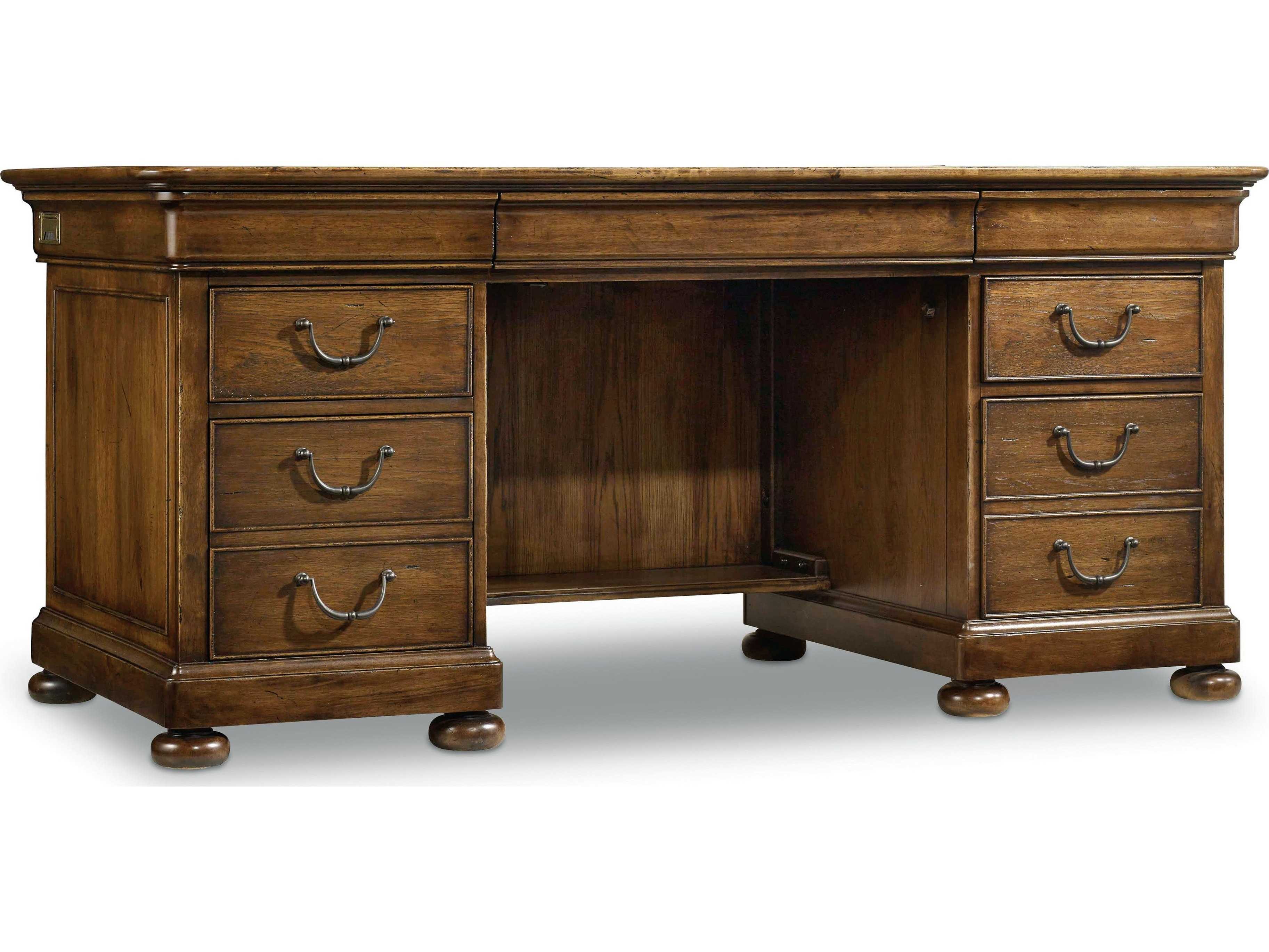 Hooker Furniture Archivist Dark Wood Brown Rubberwood Executive Desk