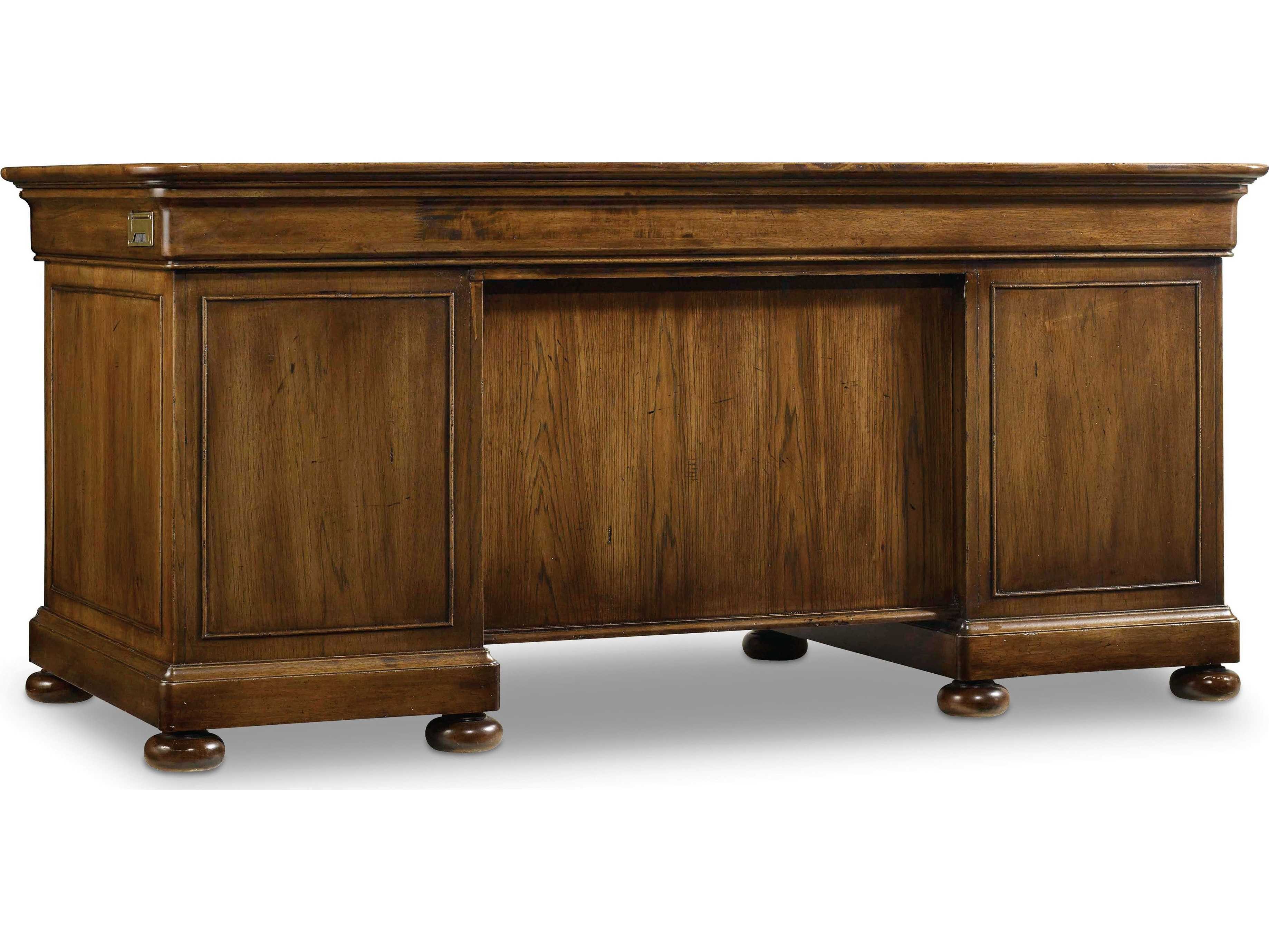 Hooker Furniture Archivist Dark Wood Brown Rubberwood Executive Desk
